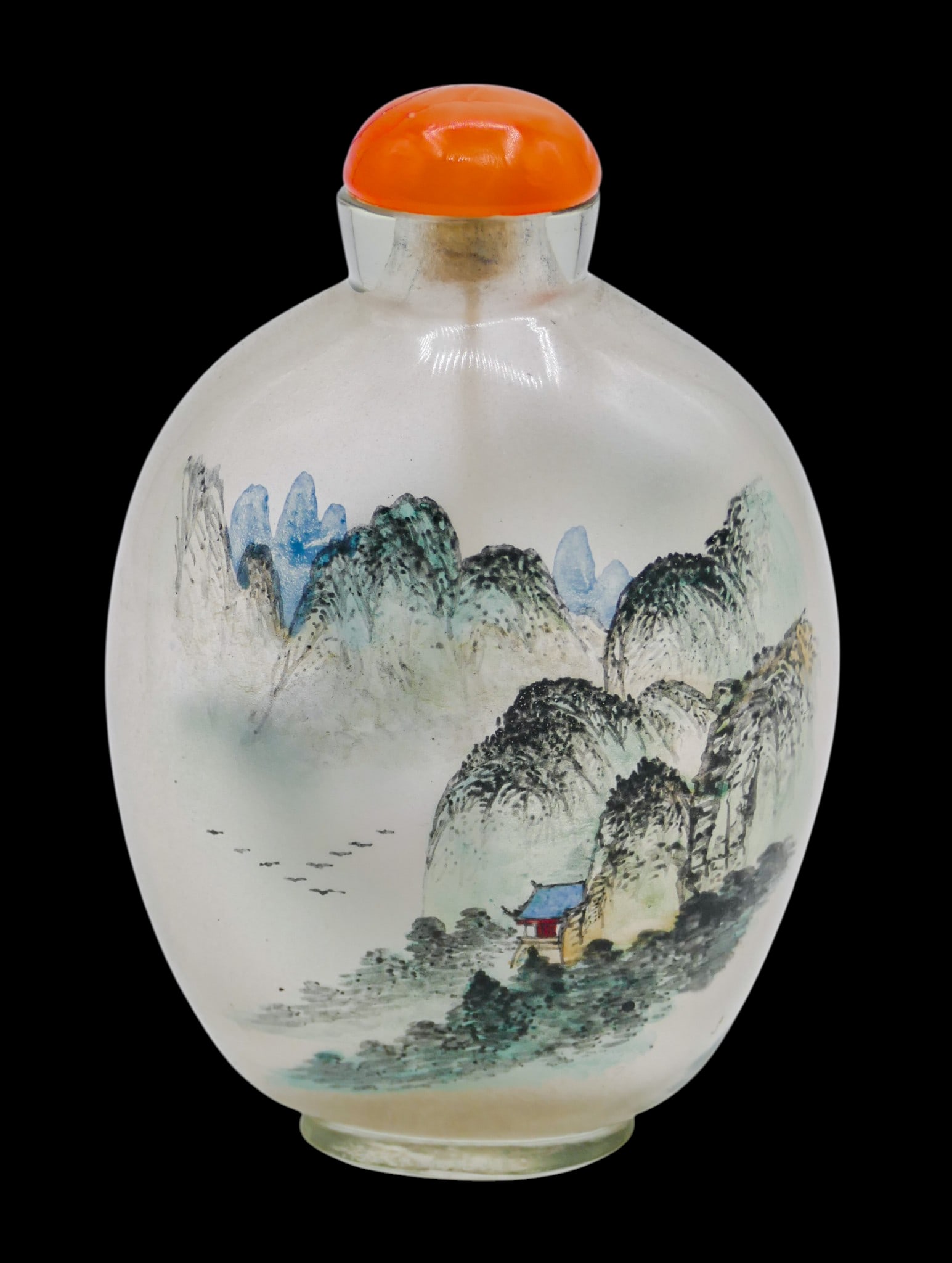Old Chinese Reverse Painted Large Glass Snuff Bottle (1 of 4)
