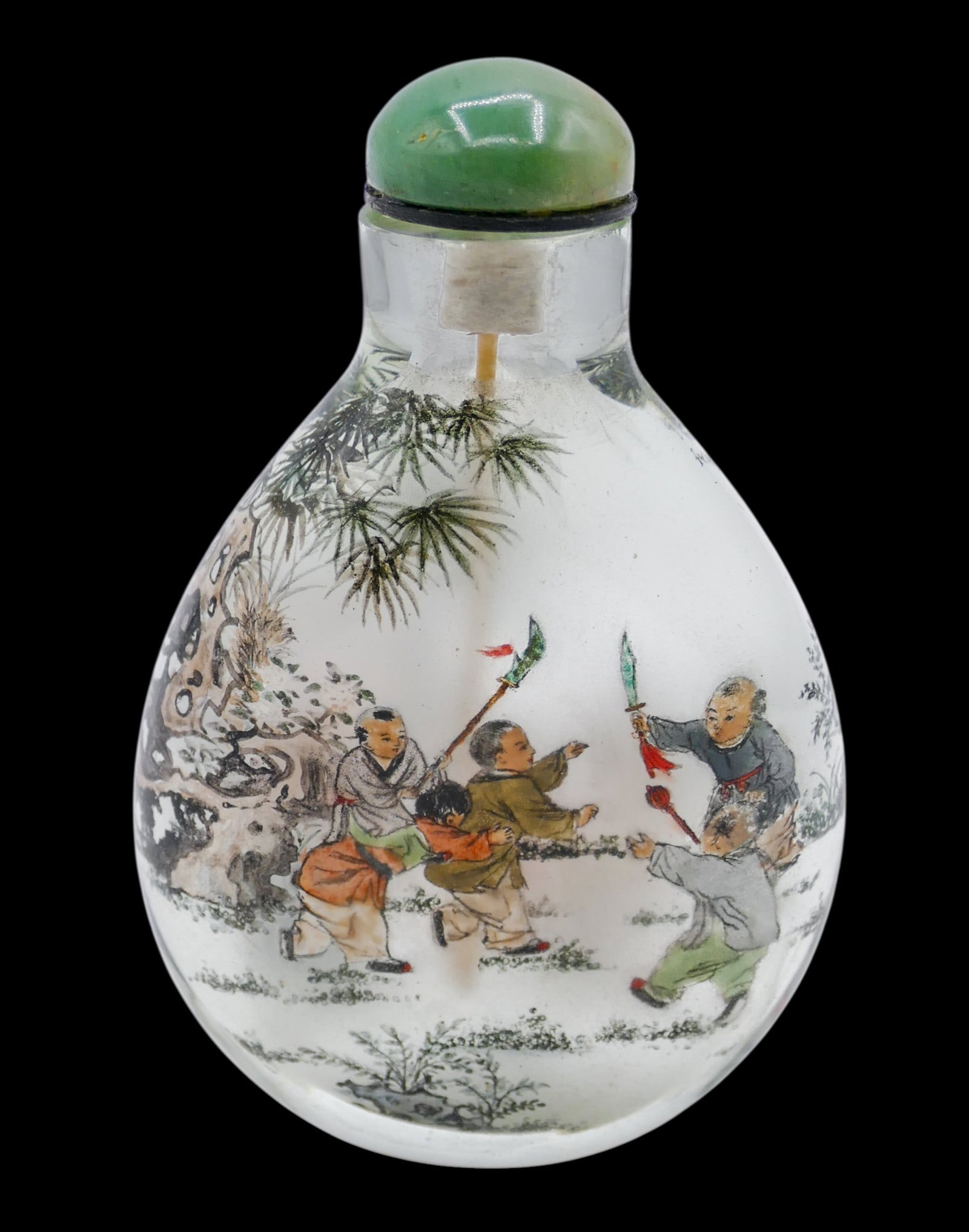 Old Chinese Reverse Painted Glass Children Snuff Bottle - 2