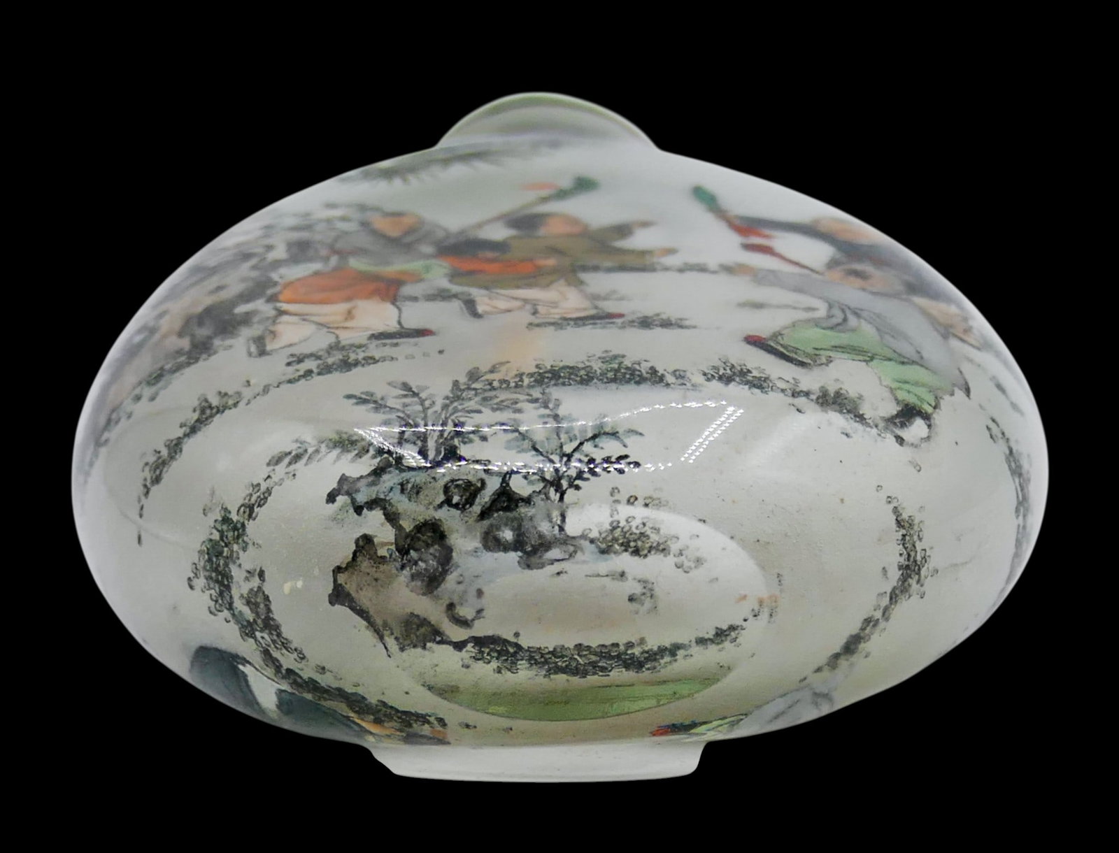 Old Chinese Reverse Painted Glass Children Snuff Bottle - 3