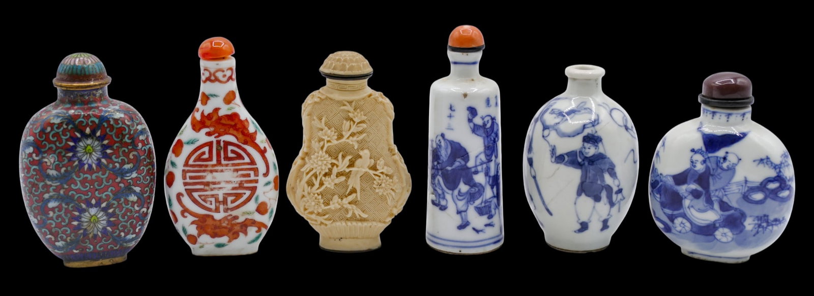 6pc Old Chinese Assorted Snuff Bottles (1 of 6)