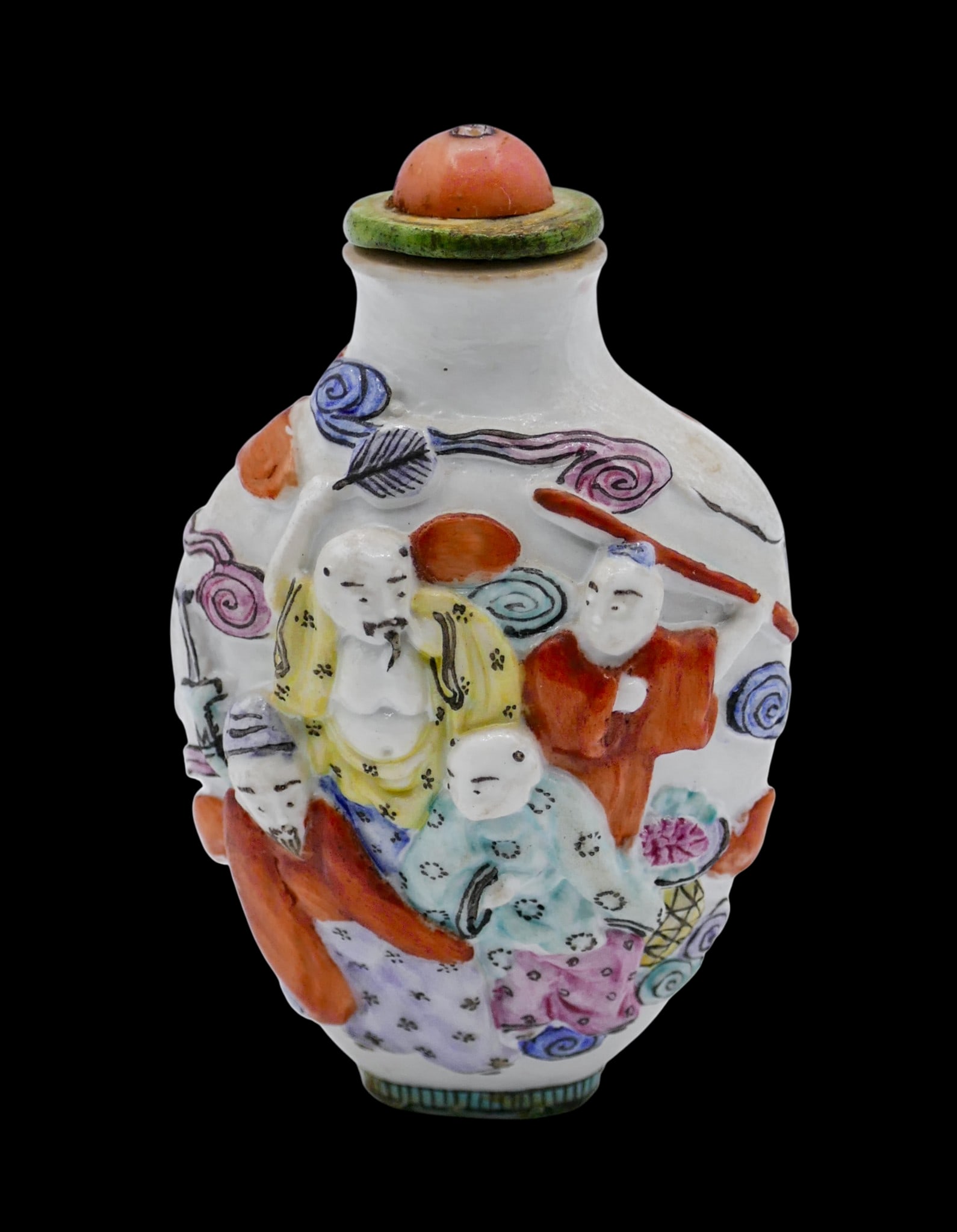 Old Chinese Molded Porcelain Snuff Bottle (1 of 4)