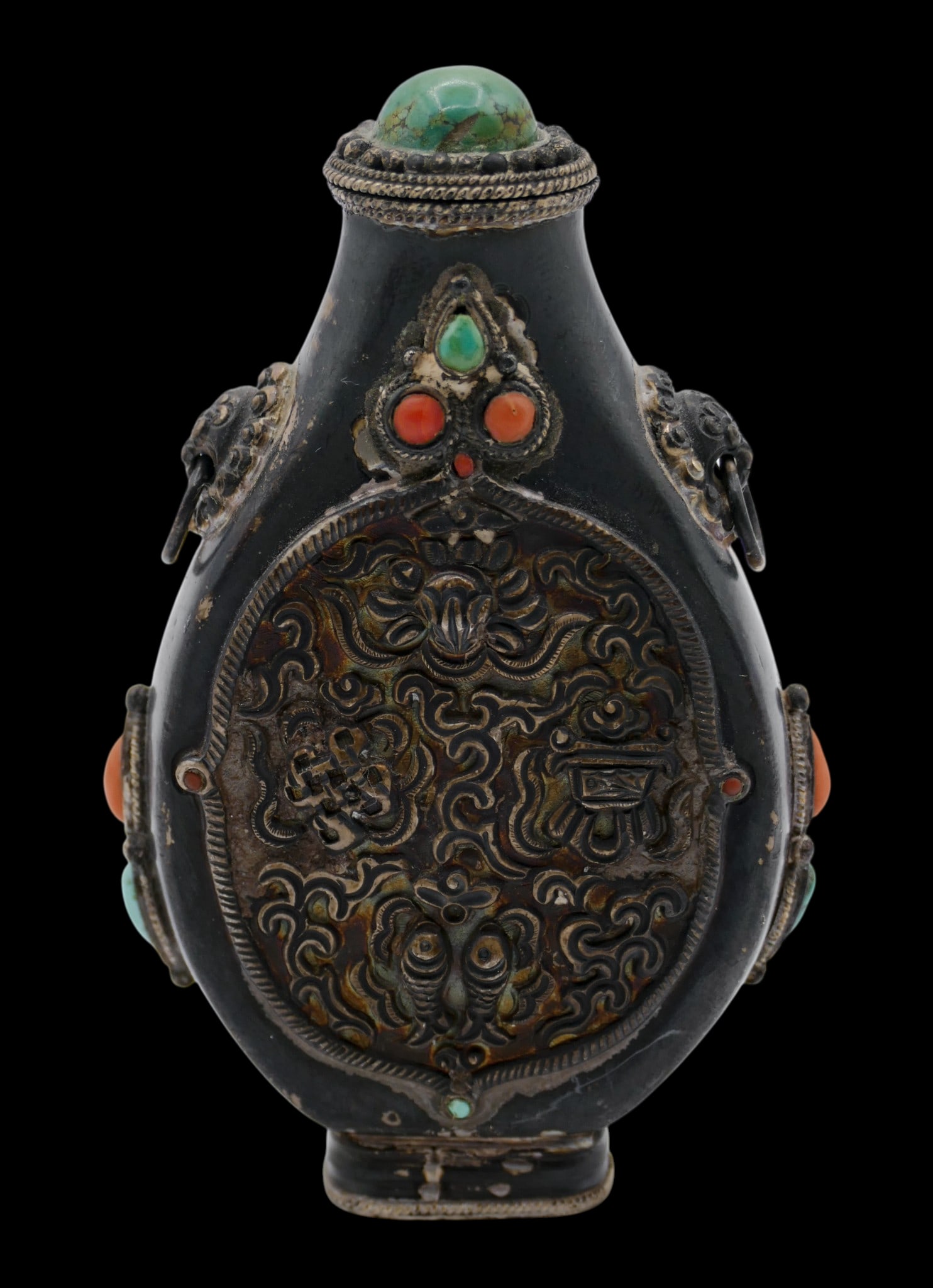 Old Chinese Mongolian Silver Snuff Bottle (1 of 4)
