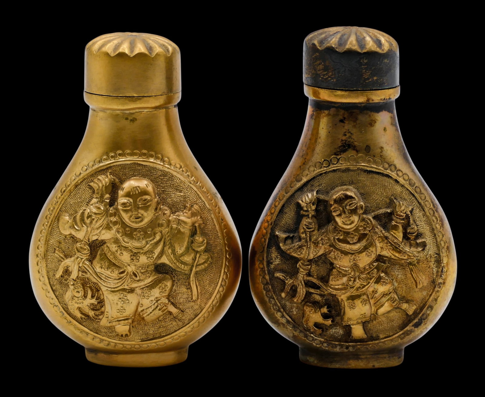 2pc Chinese Gilt Metal Snuff Bottles (1 of 4)