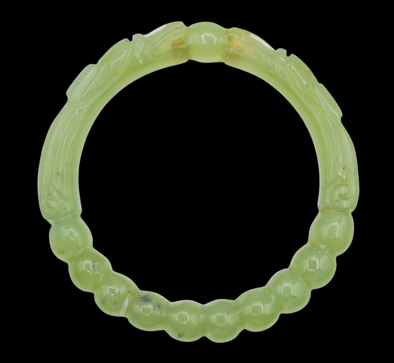 3pc Old Chinese Jade Bead Necklaces and Bangle Bracelet - 2