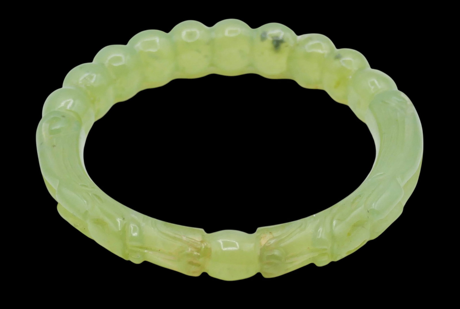 3pc Old Chinese Jade Bead Necklaces and Bangle Bracelet - 3