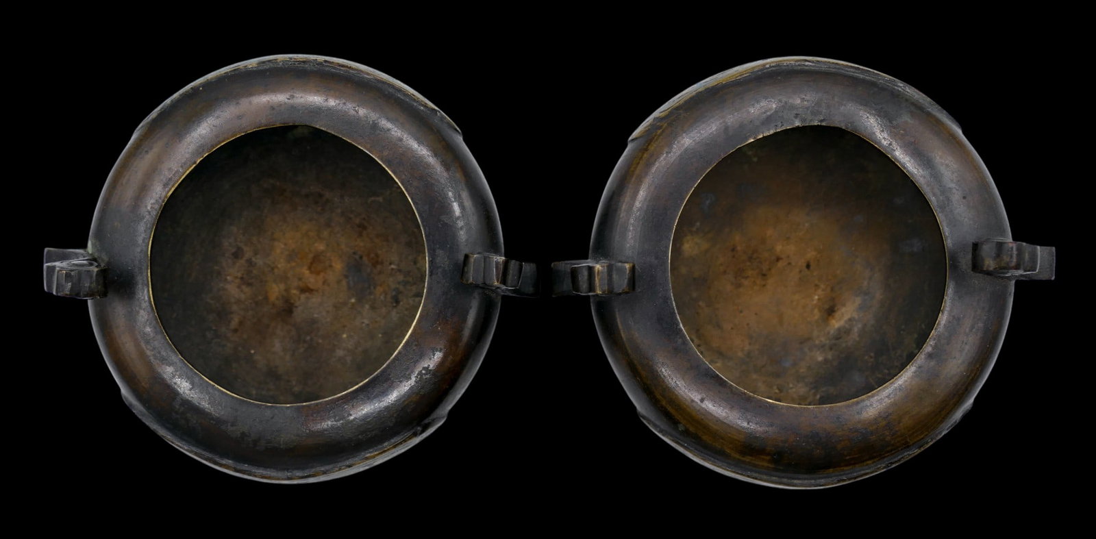 Pair Old Japanese Champleve Bronze Koro Small Censers - 4