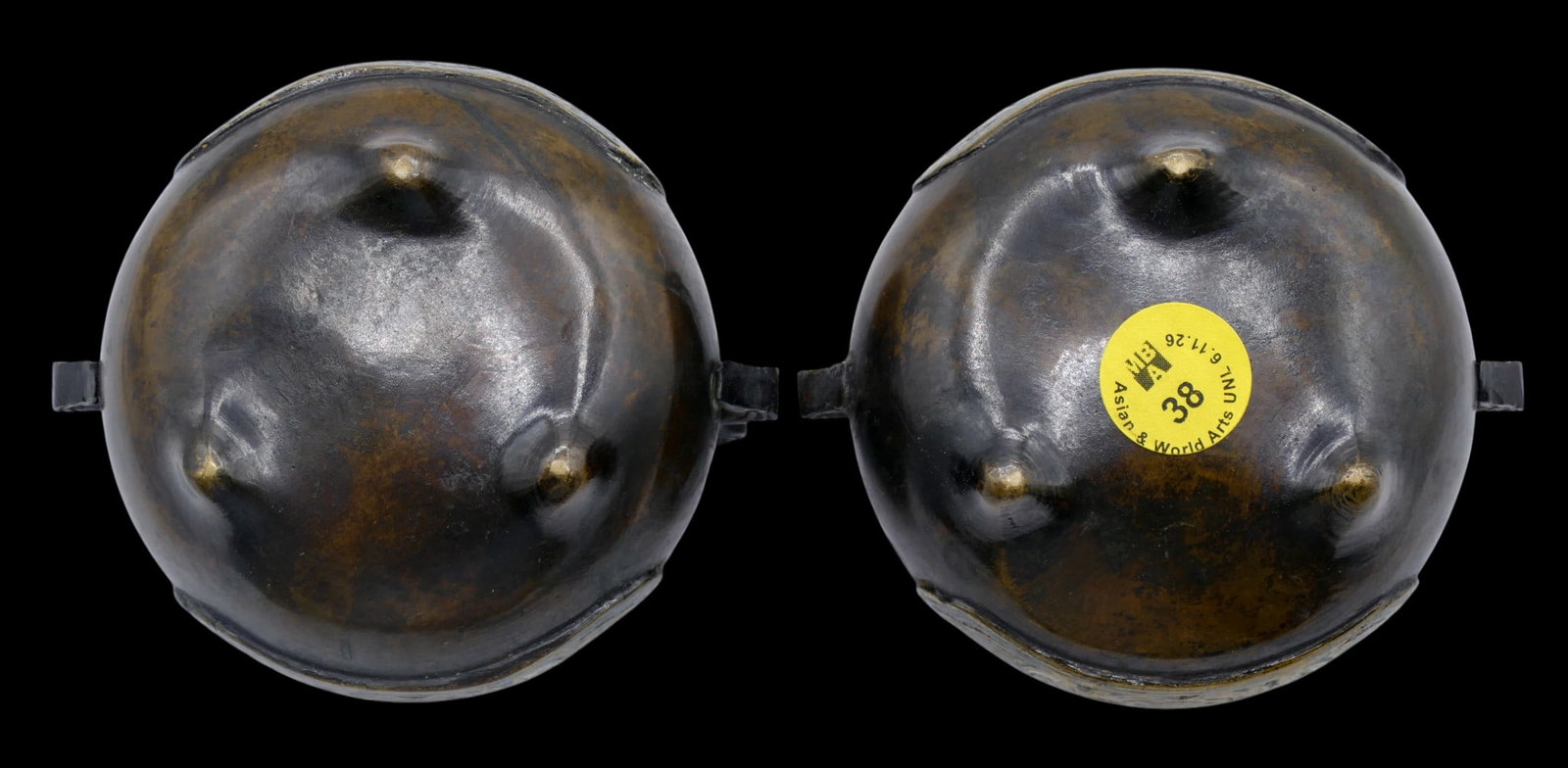 Pair Old Japanese Champleve Bronze Koro Small Censers - 5