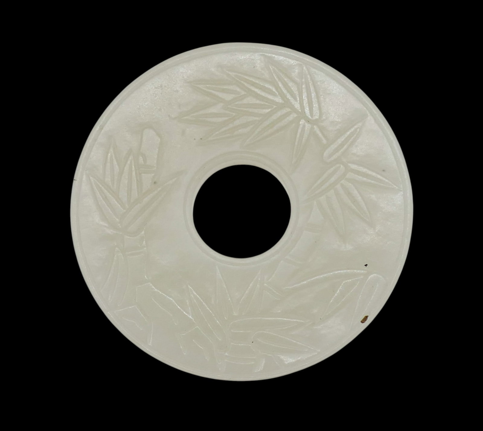 Chinese White Jade Bamboo and Butterfly Bi Disc - 2