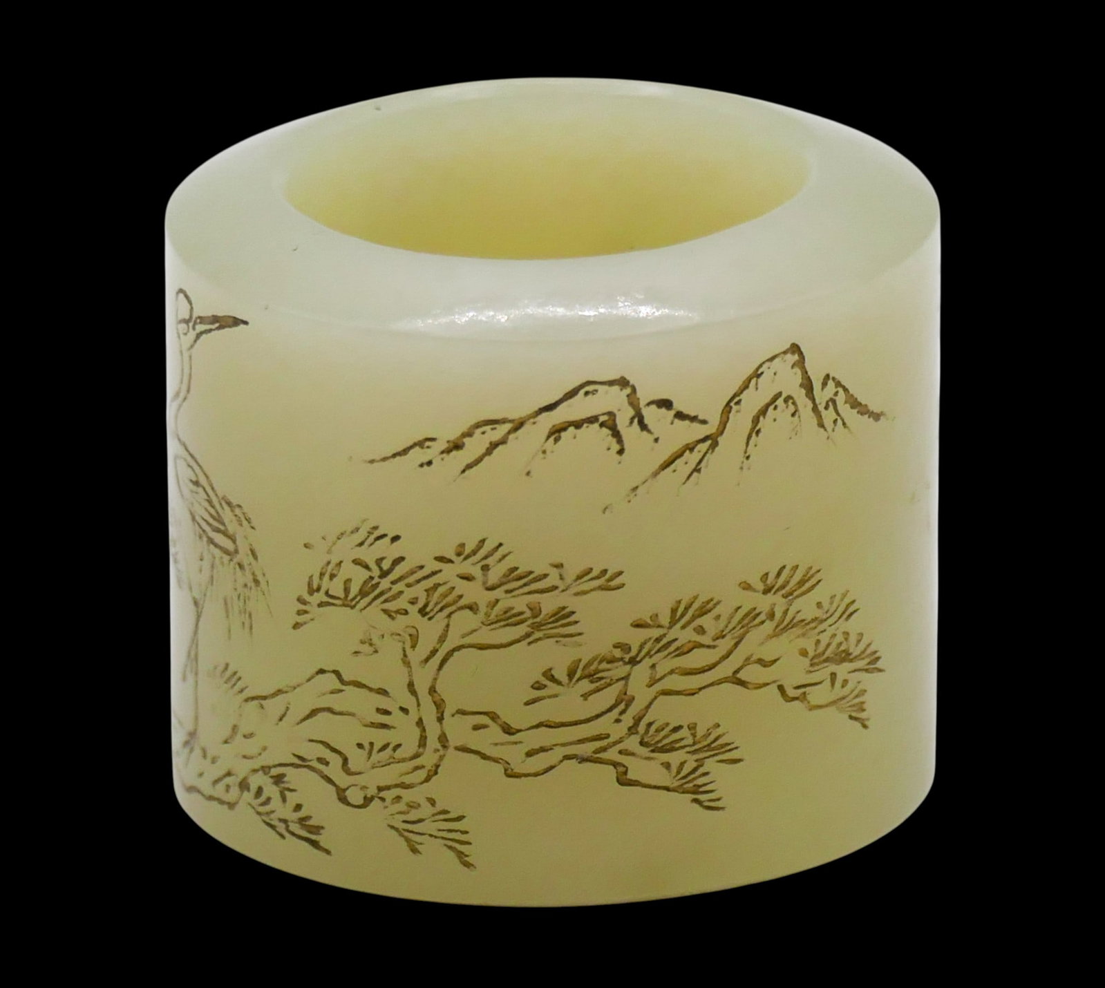 Chinese Jade Gold Decorated Archer's Thumb Ring - 3