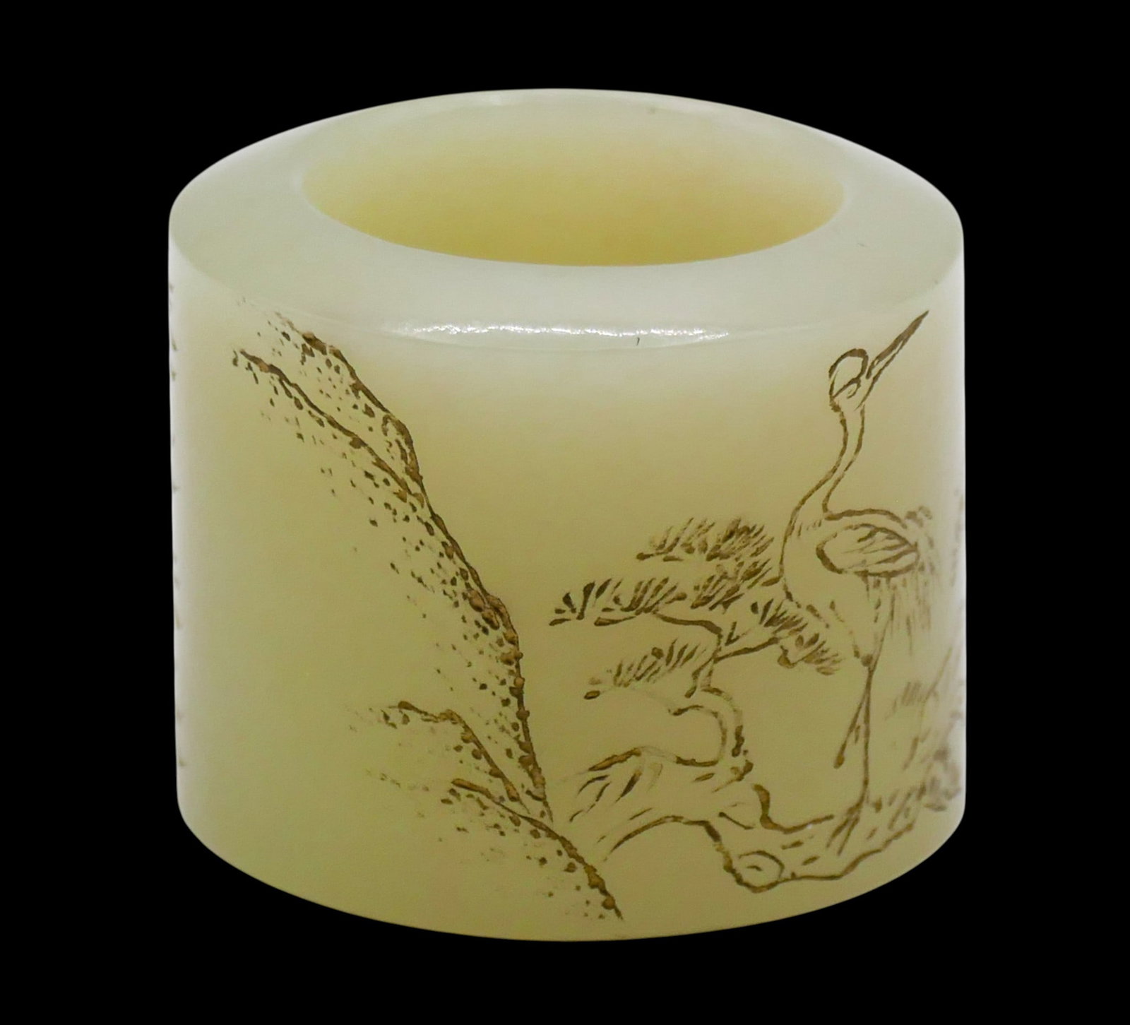 Chinese Jade Gold Decorated Archer's Thumb Ring - 4