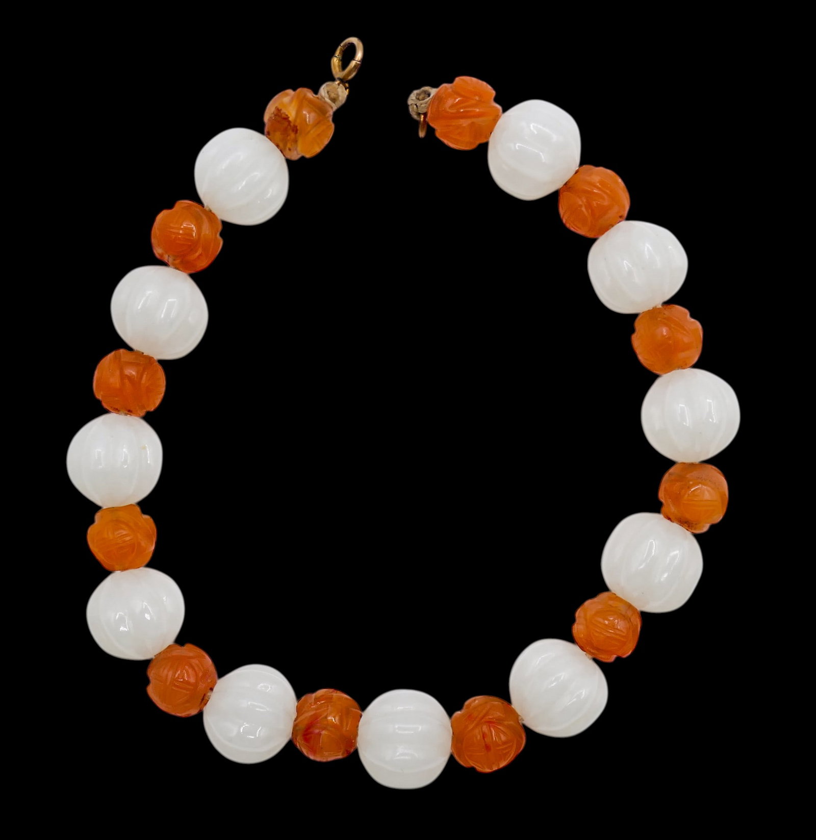 Old Chinese Jade and Carnelian Bead Bracelet (1 of 2)