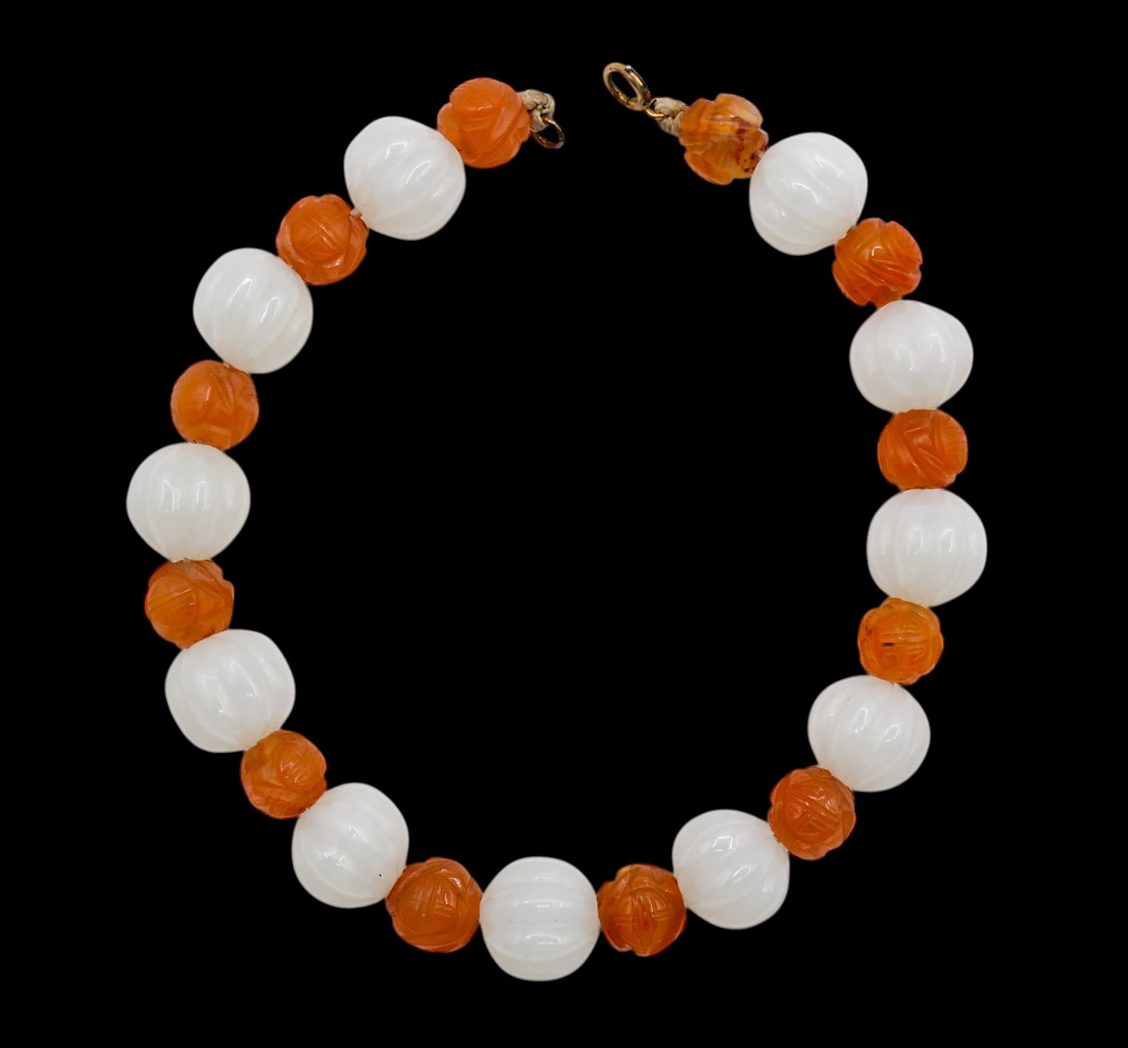 Old Chinese Jade and Carnelian Bead Bracelet - 2