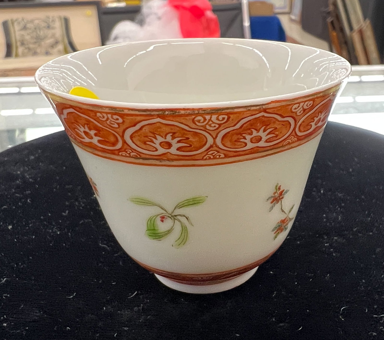 Fine Chinese Porcelain Red Decorated Wine Cup - 7