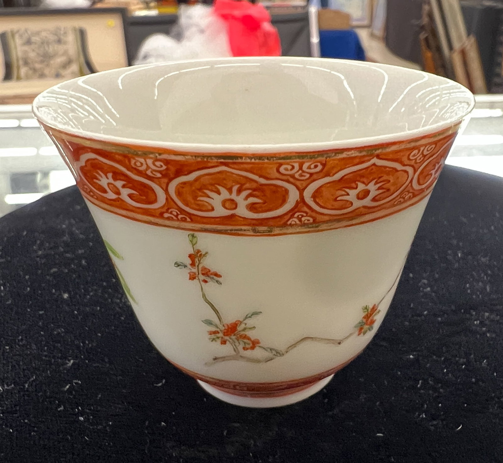 Fine Chinese Porcelain Red Decorated Wine Cup - 8