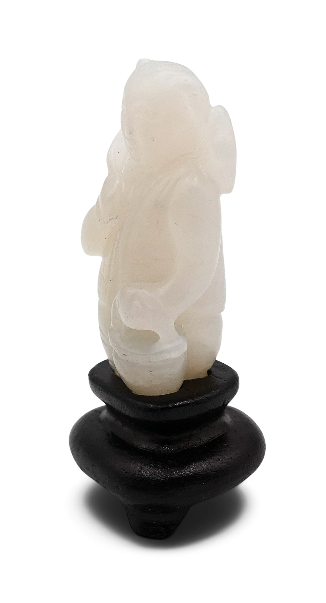 Old Chinese White Jade Small Boy on Stand - 2