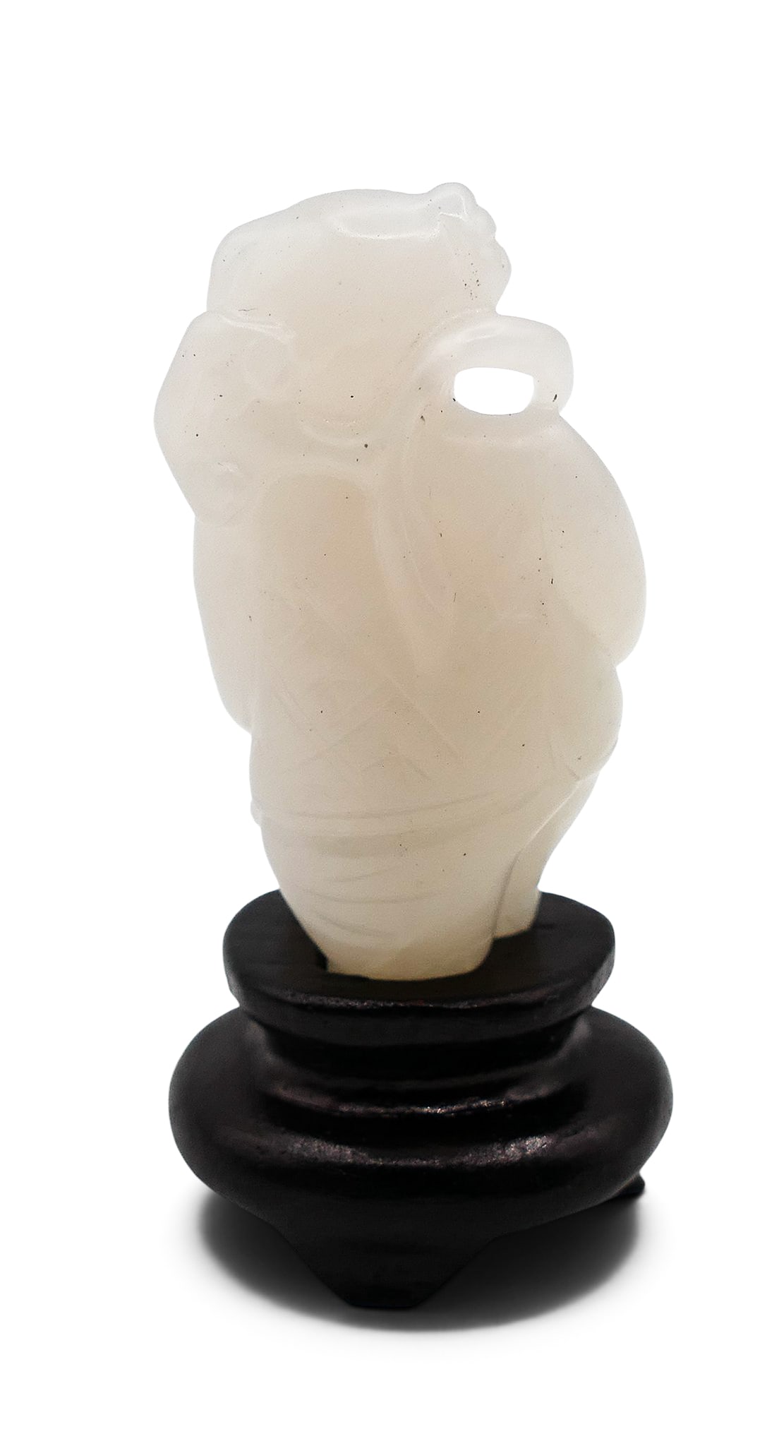 Old Chinese White Jade Small Boy on Stand - 3