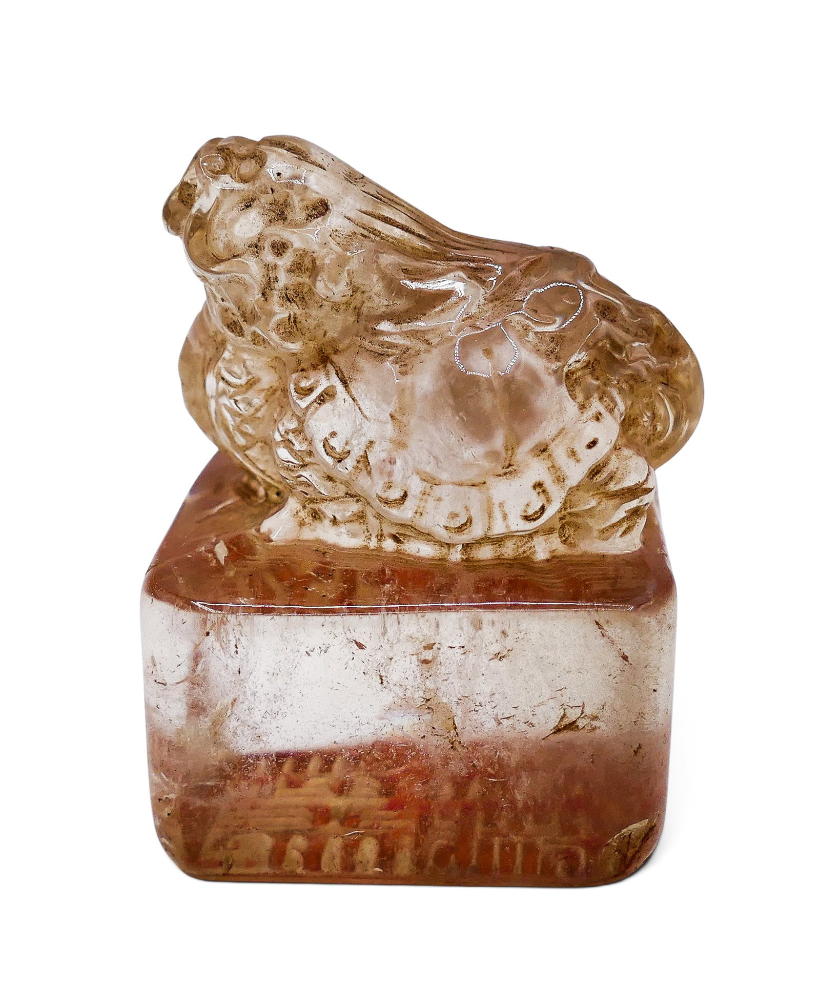 Old Chinese Rock Crystal Dragon Turtle Small Seal (1 of 5)