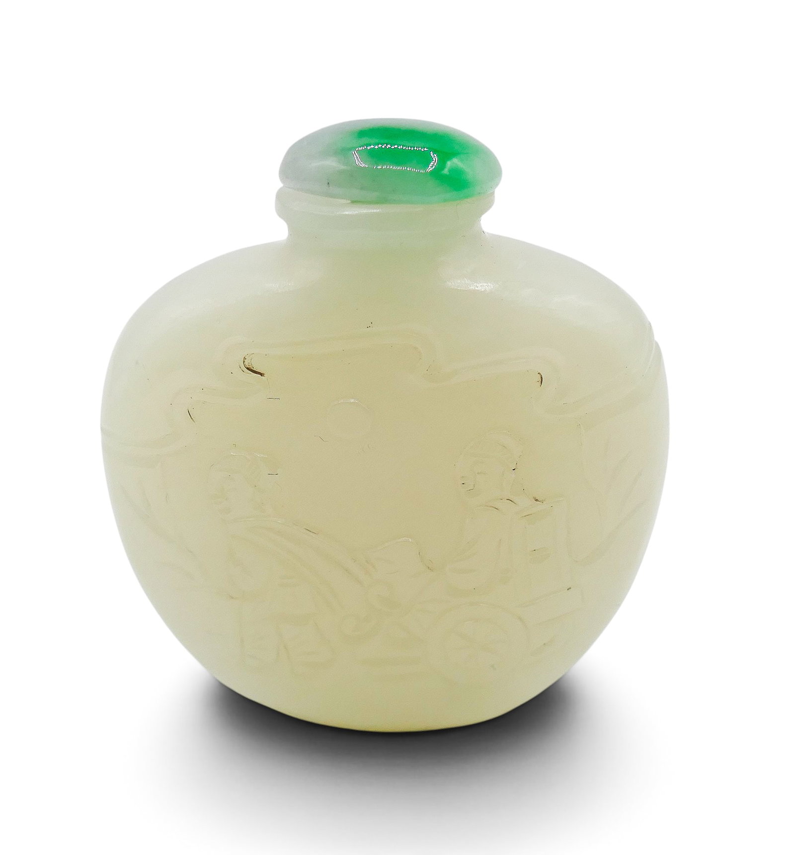 Old Chinese Carved Jade Snuff Bottle - 4