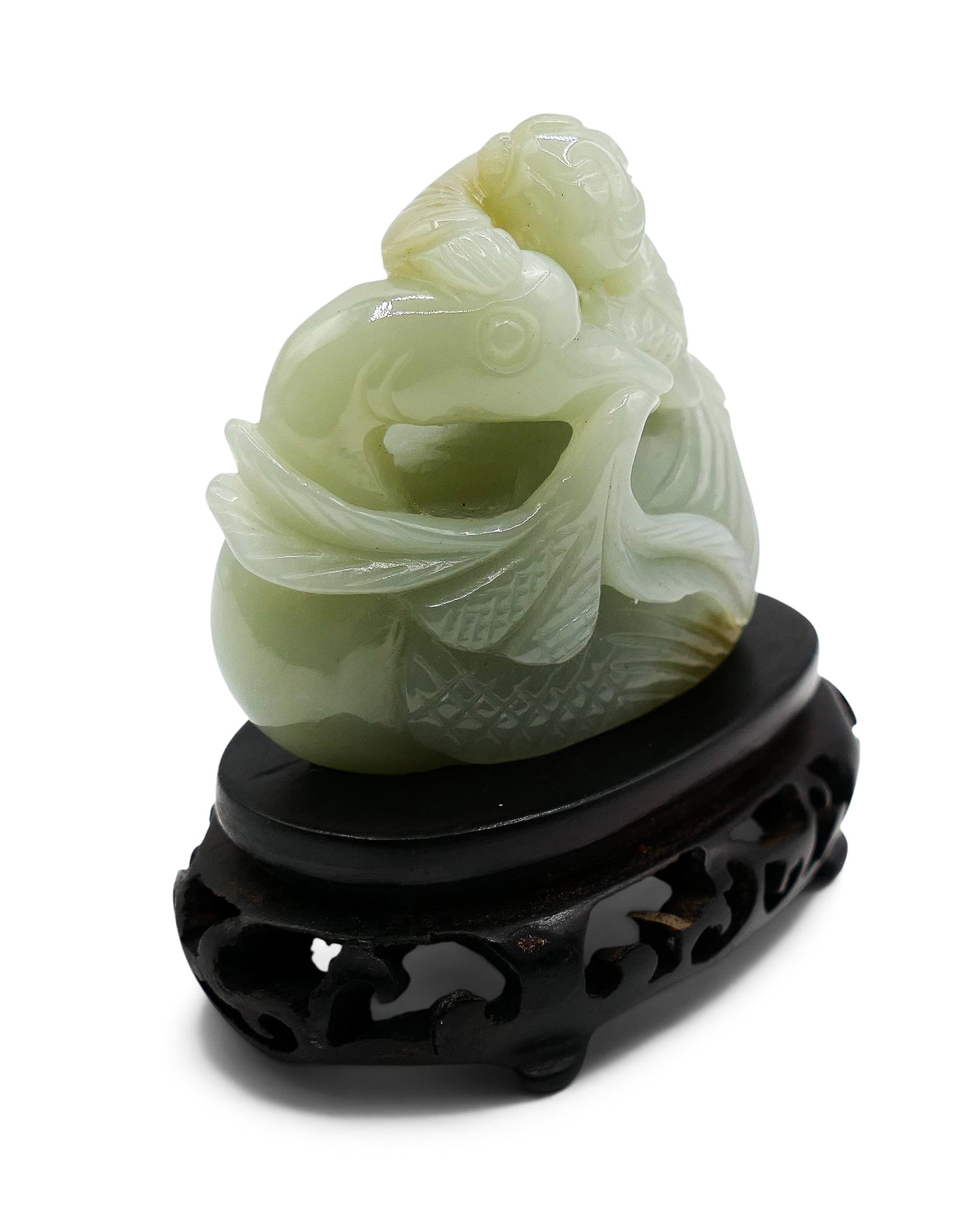 Chinese Jade Boy with Duck Carving on Stand - 2
