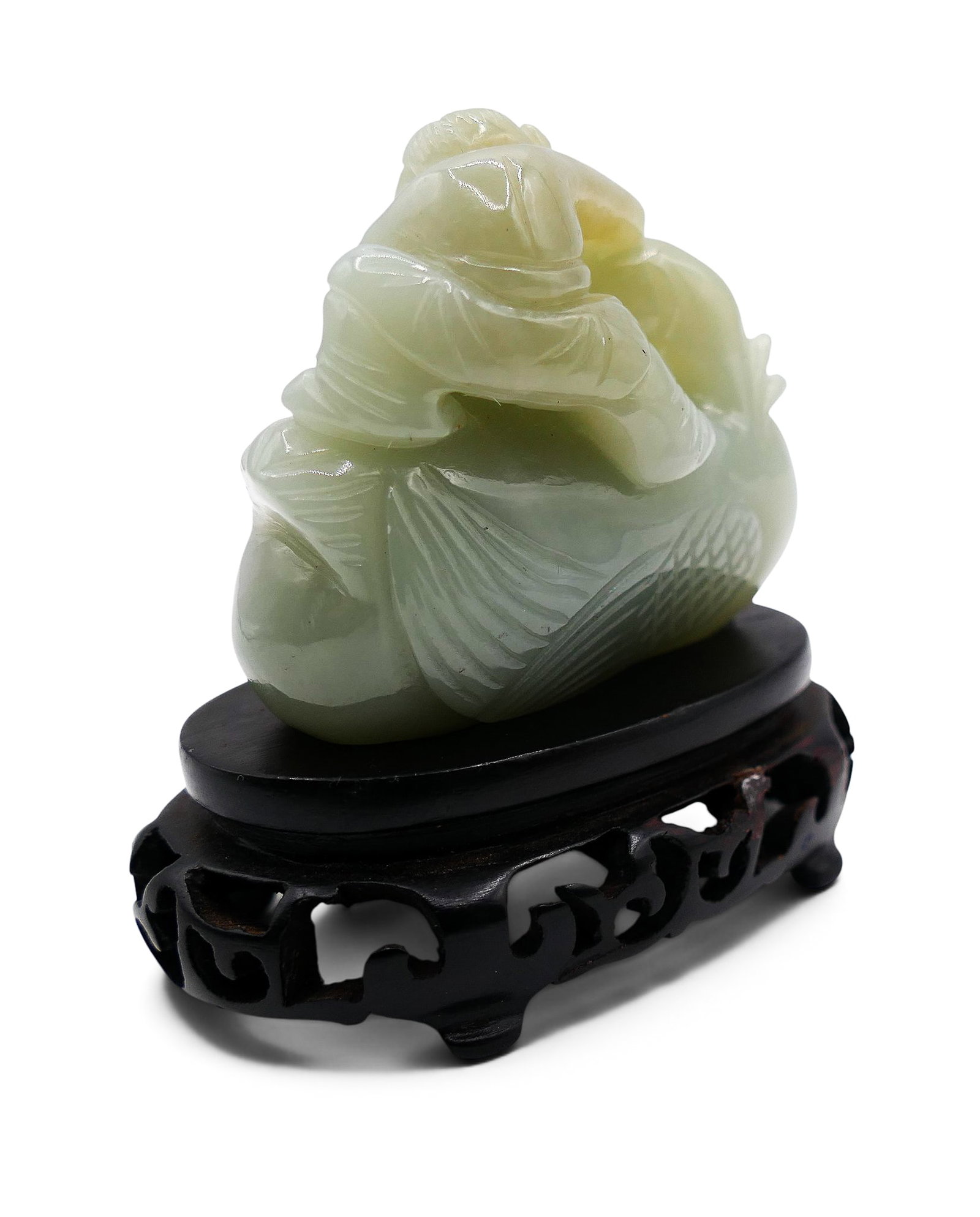 Chinese Jade Boy with Duck Carving on Stand - 4