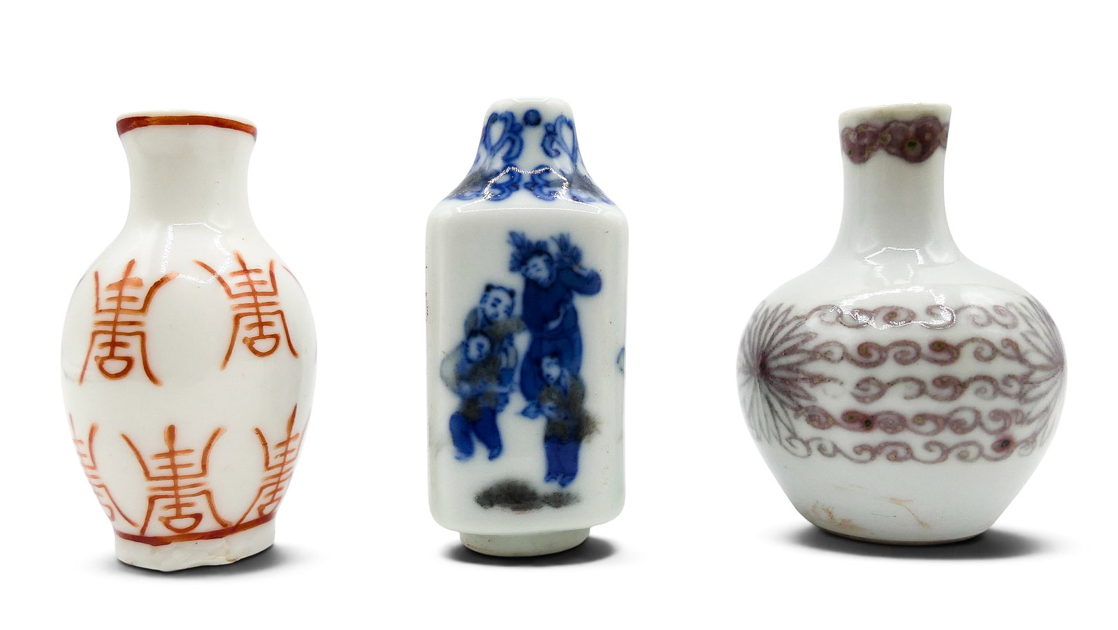 3pc Chinese Miniature Porcelain Vases (1 of 3)