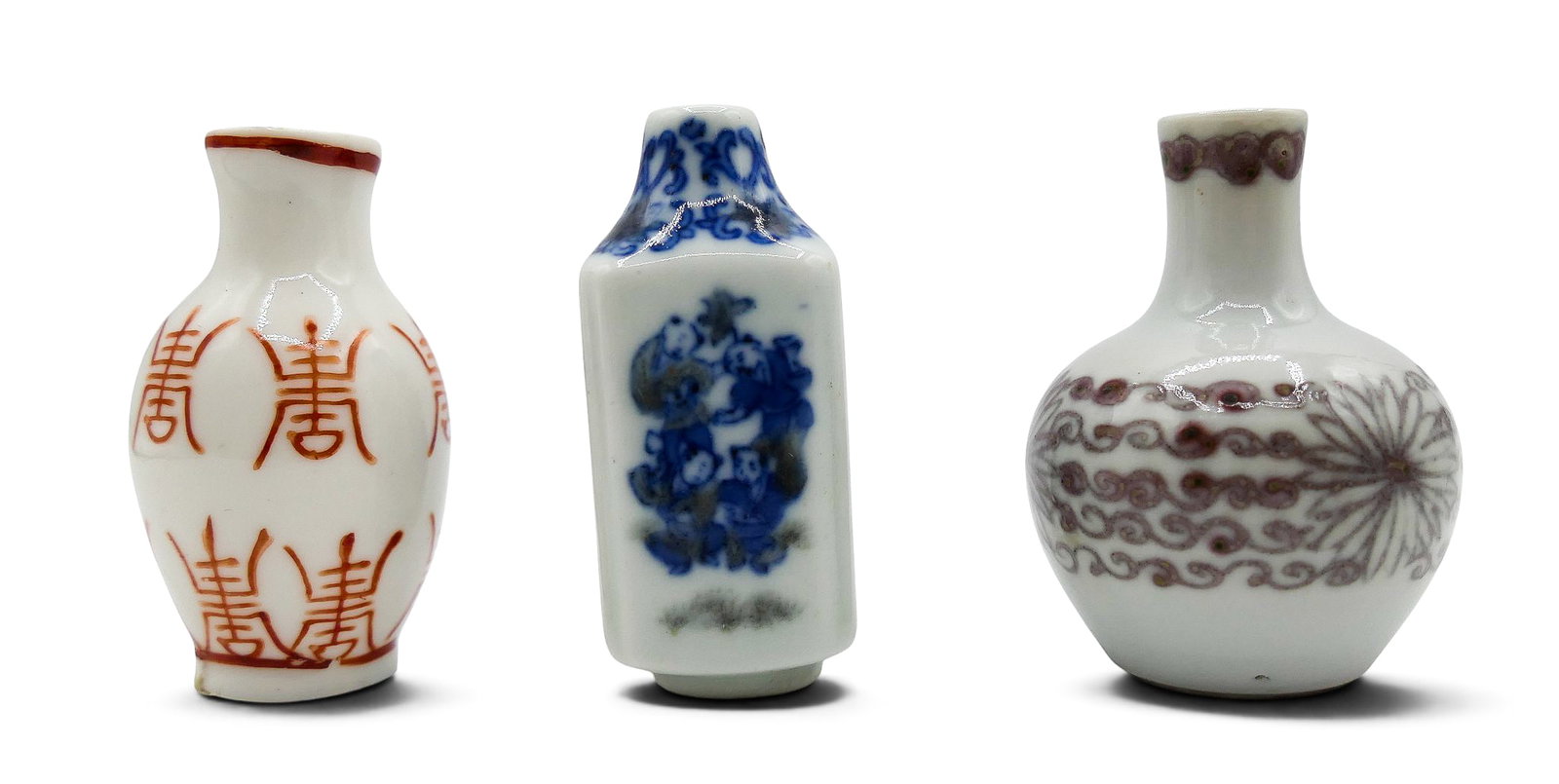 3pc Chinese Miniature Porcelain Vases - 2