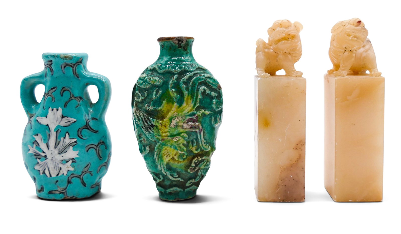 4pc Old Chinese Seals and Snuff Bottles (1 of 3)