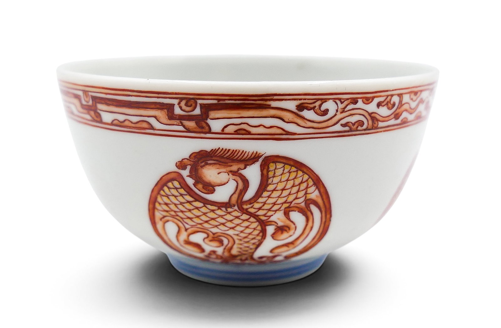 Fine Chinese Red Phoenix Porcelain Tea Cup (1 of 4)