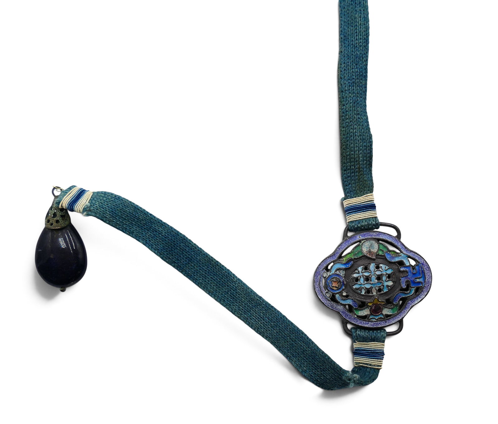 Old Chinese Chaozhu Jade and Lapis Court Necklace - 3