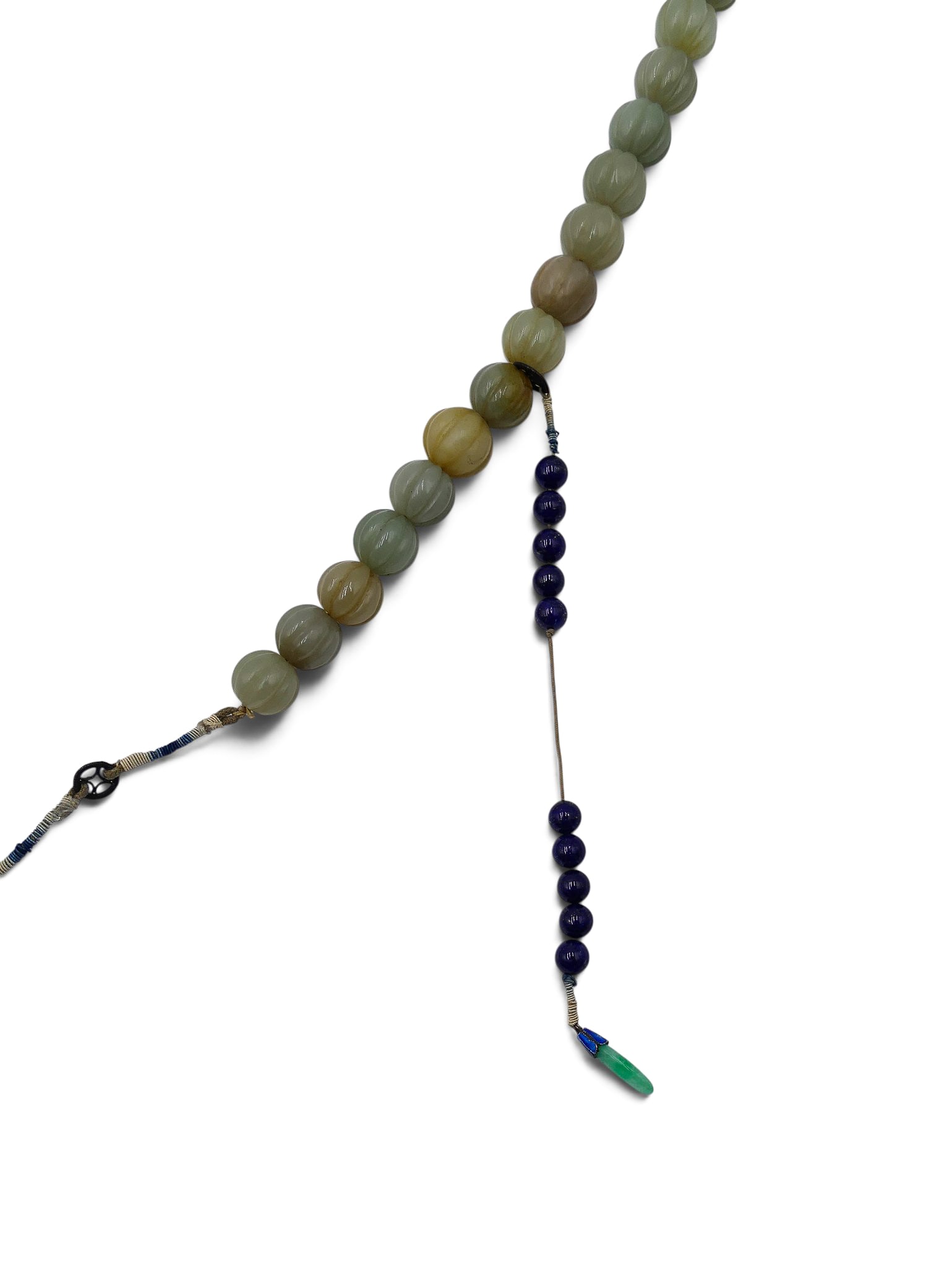 Old Chinese Chaozhu Jade and Lapis Court Necklace - 5