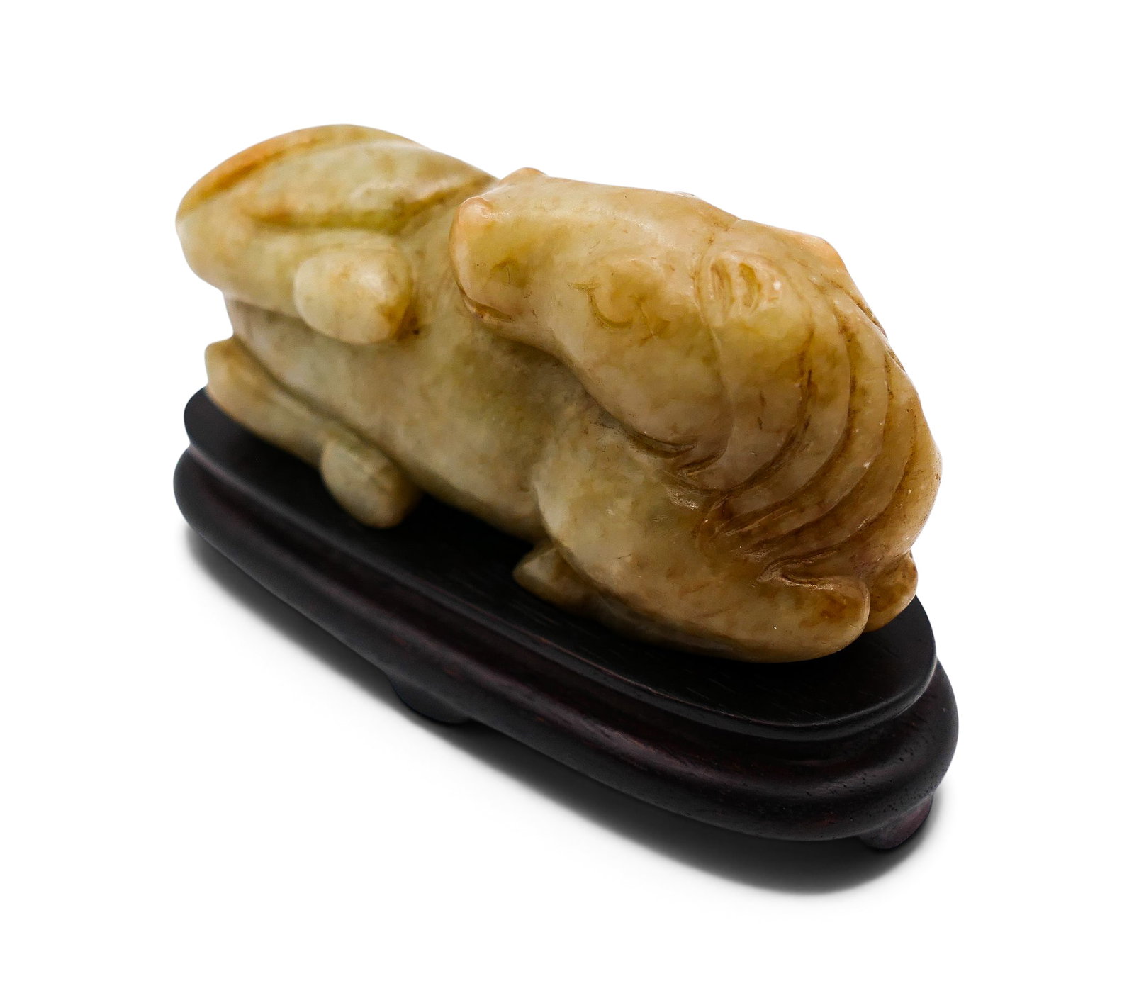 Old Chinese Jade Recumbent Horse on Stand - 2