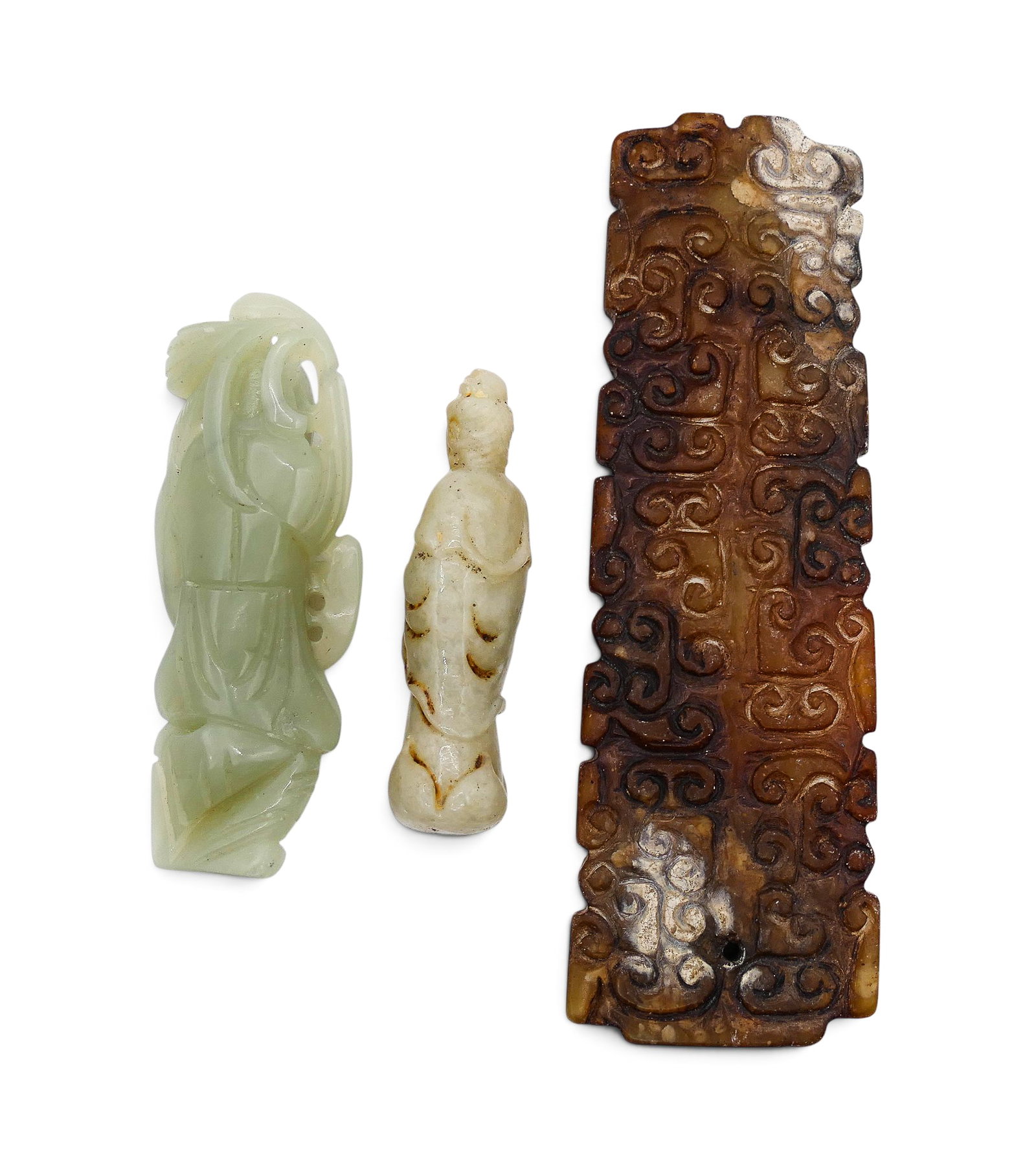 3pc Old Chinese Small Jade Carvings - 2