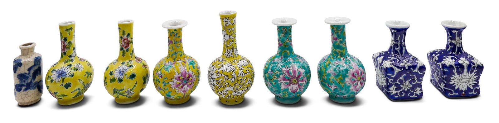 9pc Old Chinese Porcelain Miniature Vases - 2