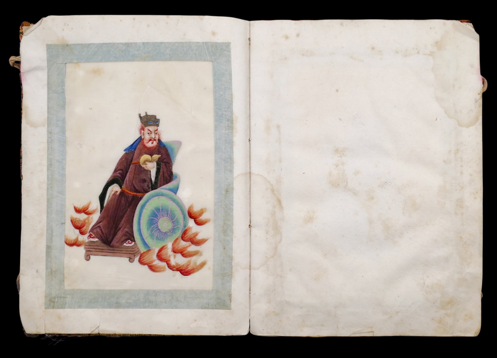 Antique Chinese Pith Paper Painting Album: Antique Chinese Pith Paper Painting Album 8"x6.5". Includes twelve paintings of various deities. Some scattered staining and edge loss. 18th or 19th century, Qing dynasty.