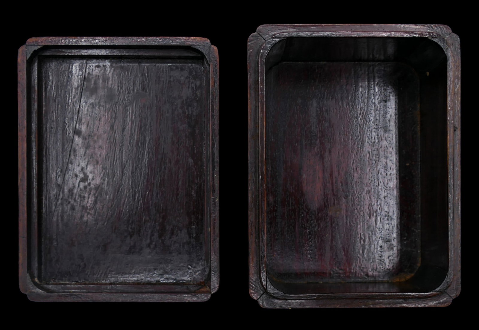 Old Chinese Small Rosewood Box with Jade Plaque - 3