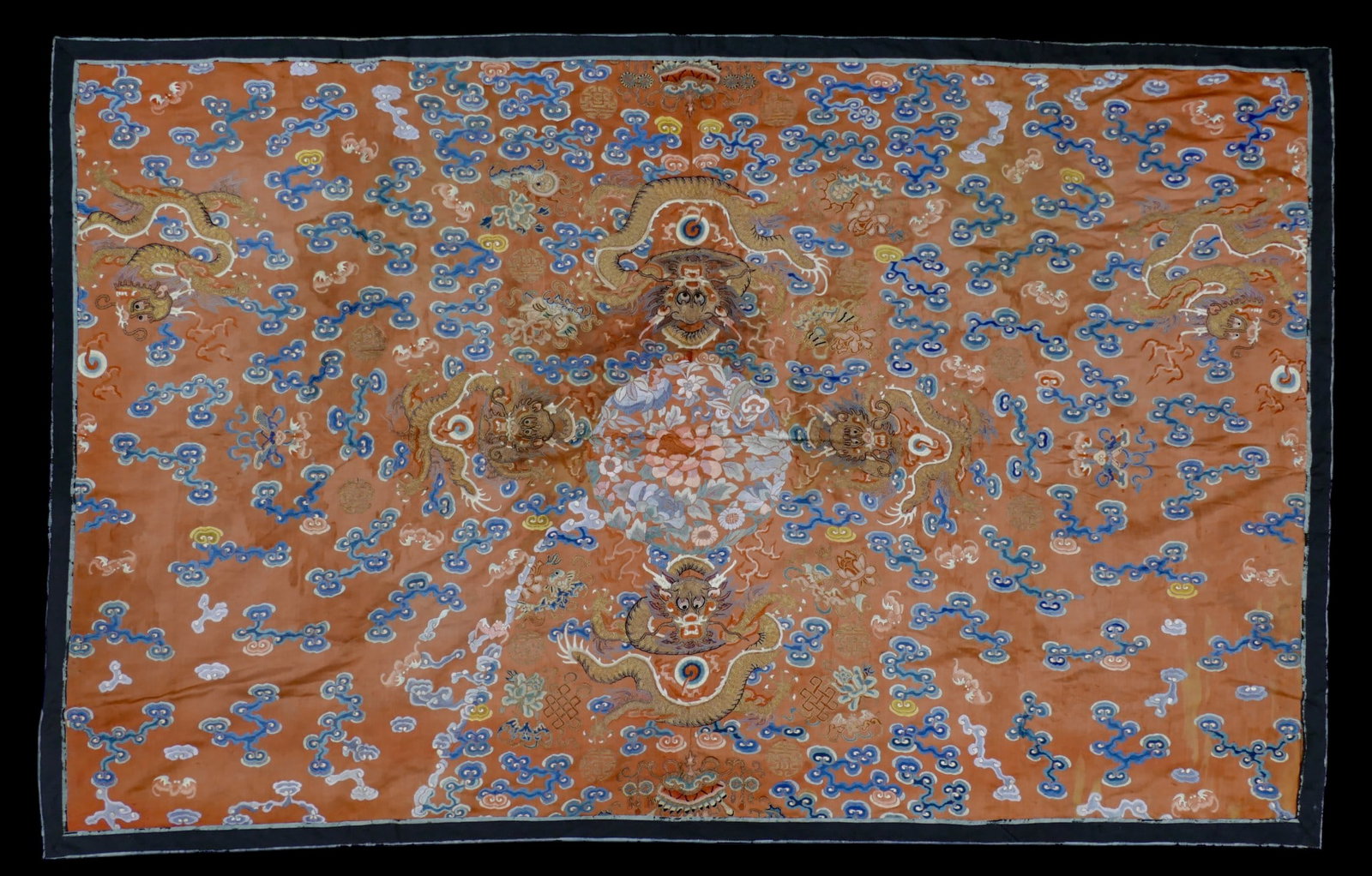 Antique Chinese Silk Embroidered Imperial Dragon Robe Panel (1 of 4)