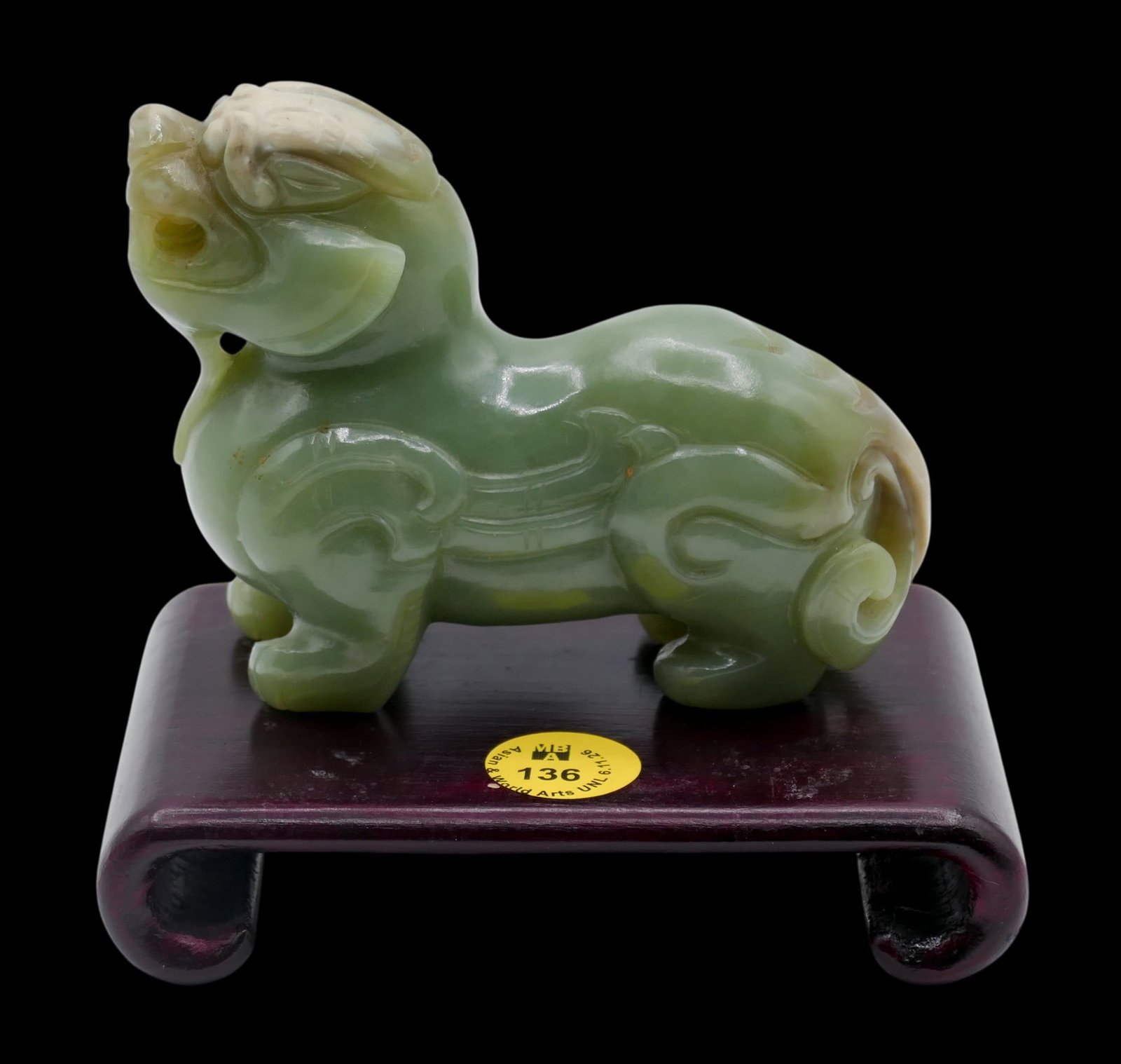 Old Chinese Carved Jade Pixiu Beast on Stand (1 of 5)
