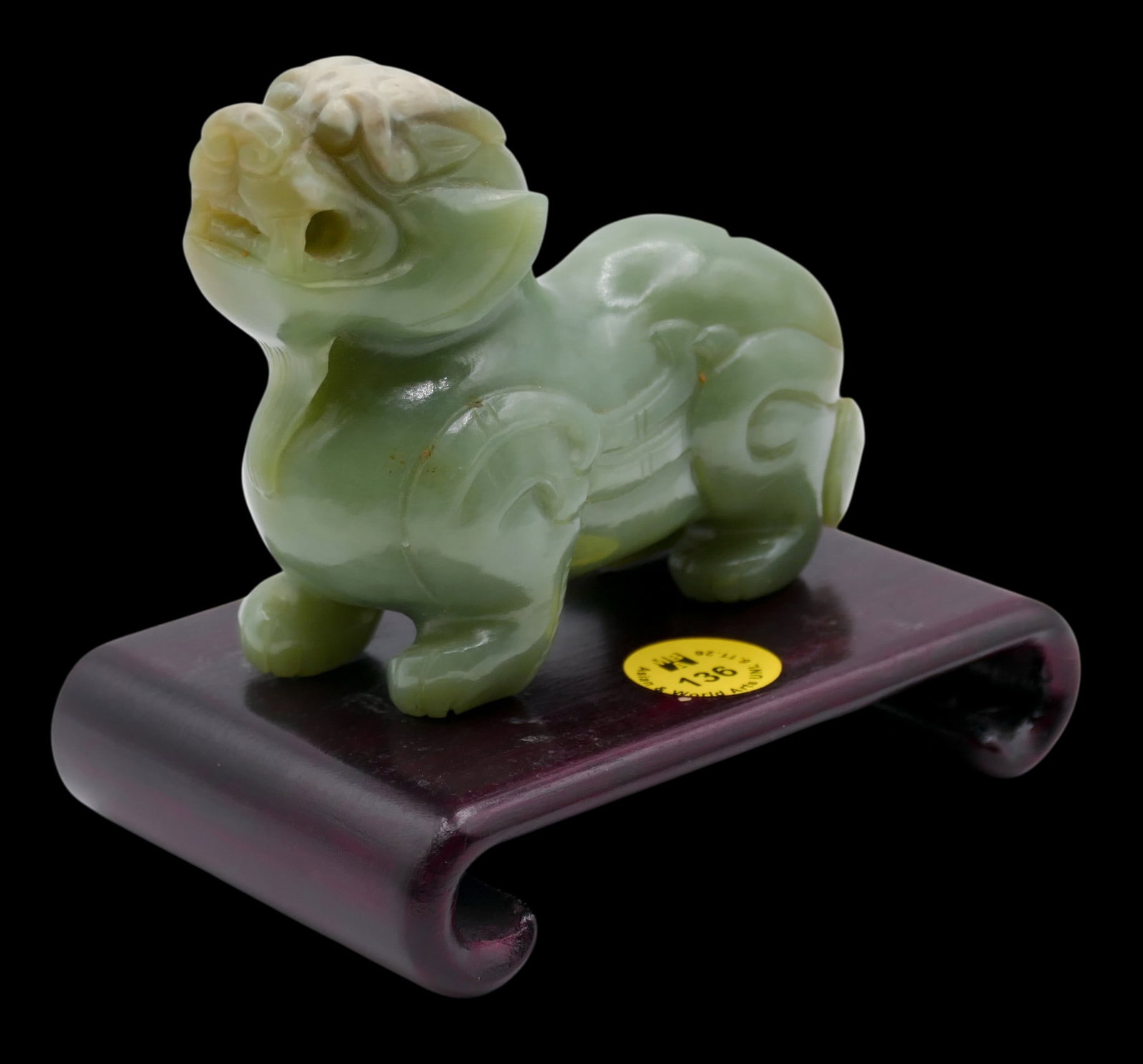 Old Chinese Carved Jade Pixiu Beast on Stand - 3