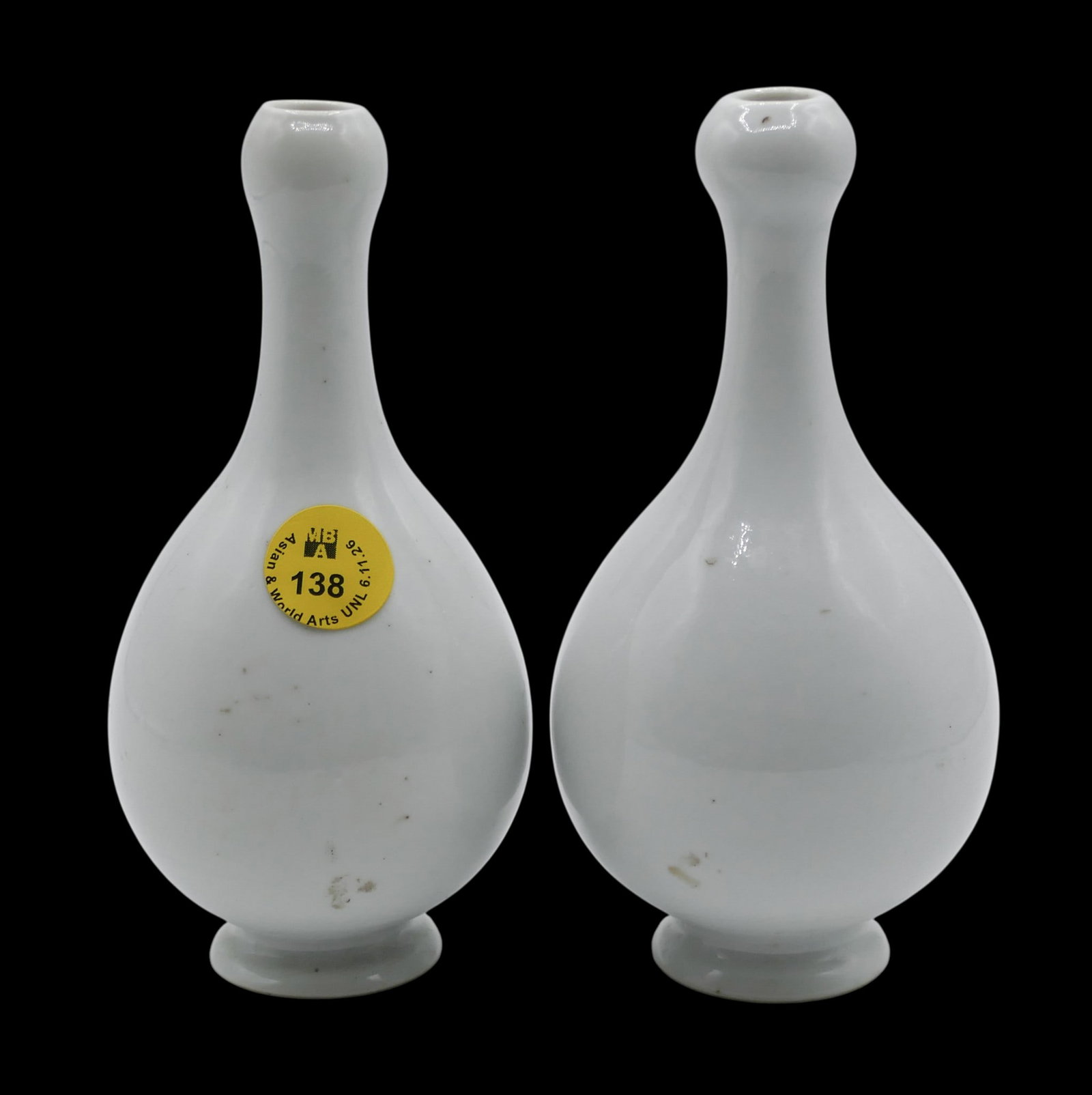 Pair Chinese Republic Porcelain Small Garlic Vases - 2