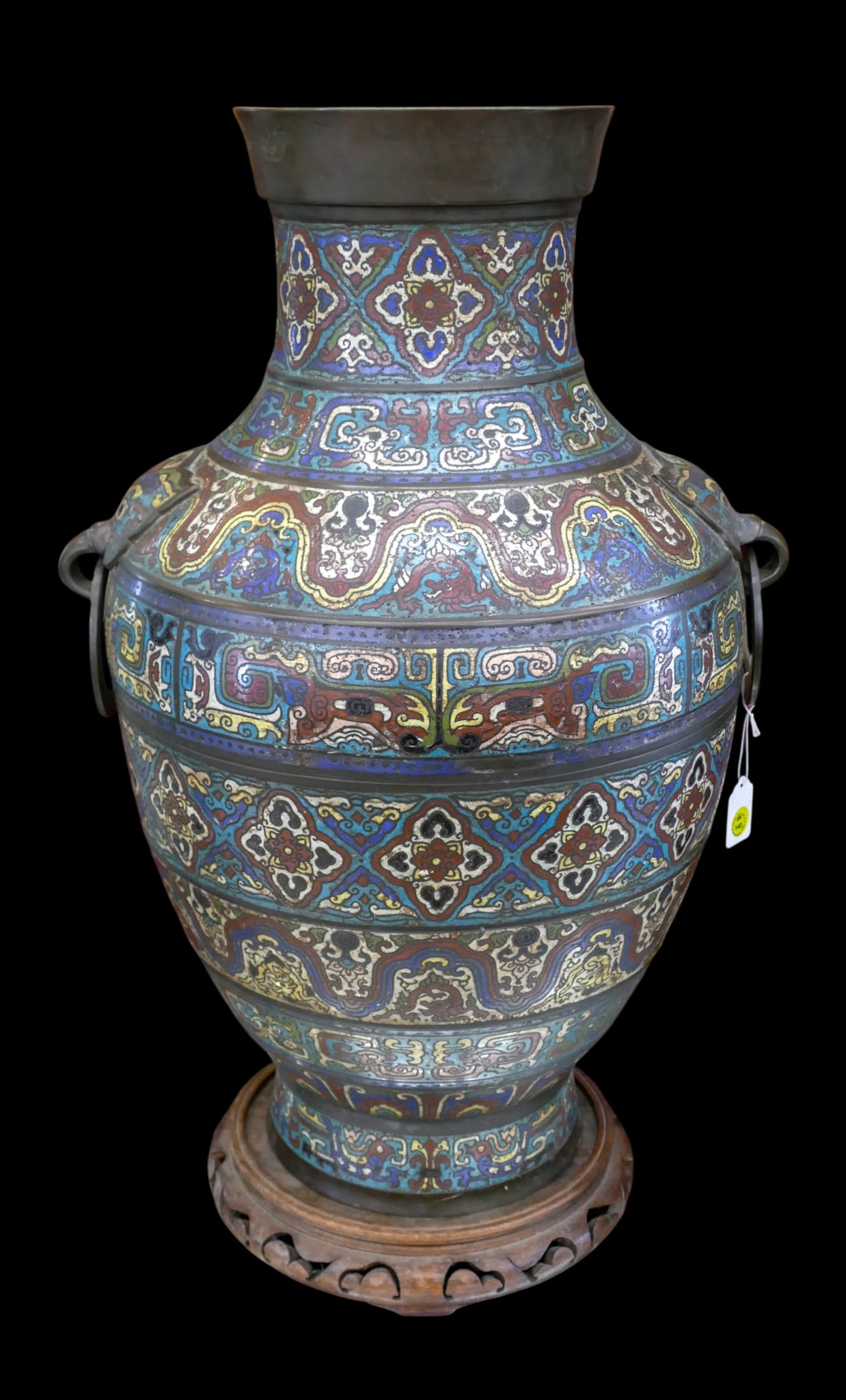 Impressive Japanese Champleve Large Bronze Archaic Vessel (1 of 4)