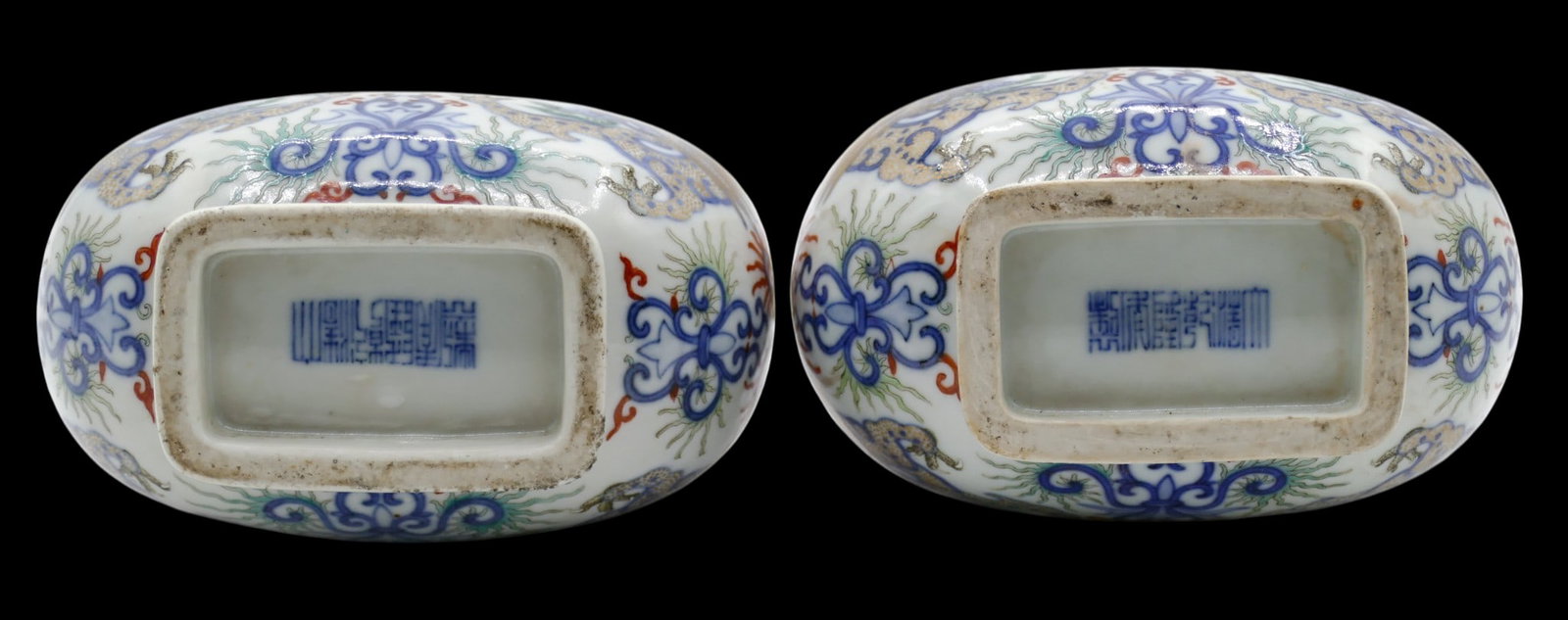 Pair Antique Chinese Doucai Double Gourd Porcelain Dragon Vases - 3