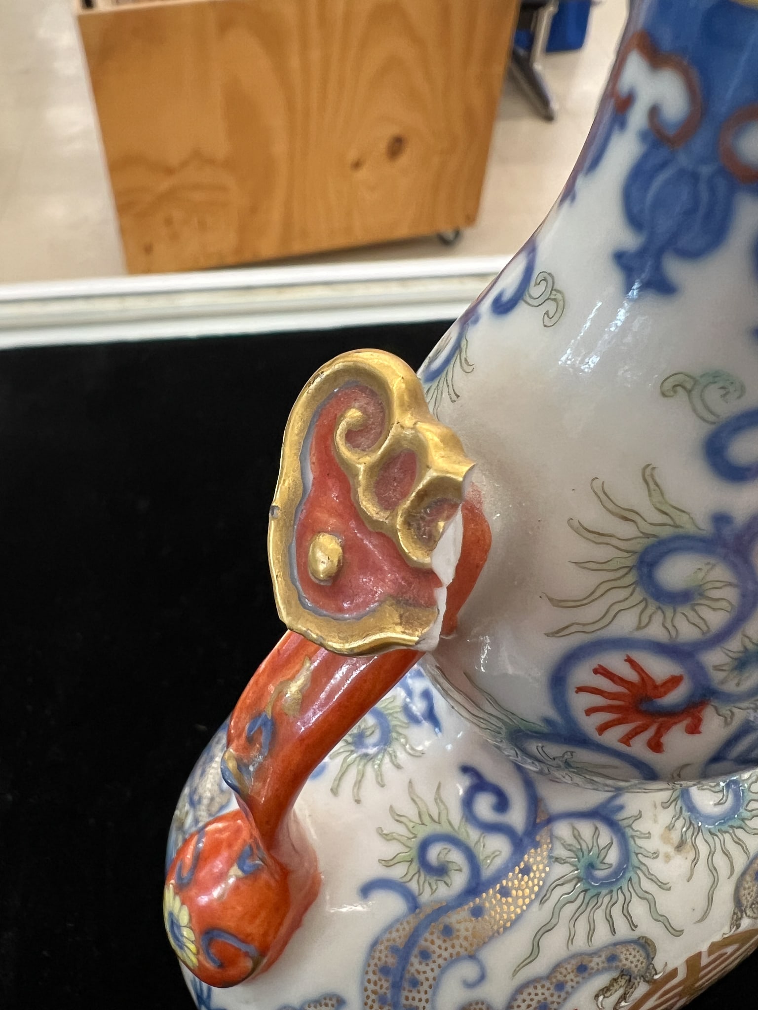Pair Antique Chinese Doucai Double Gourd Porcelain Dragon Vases - 6