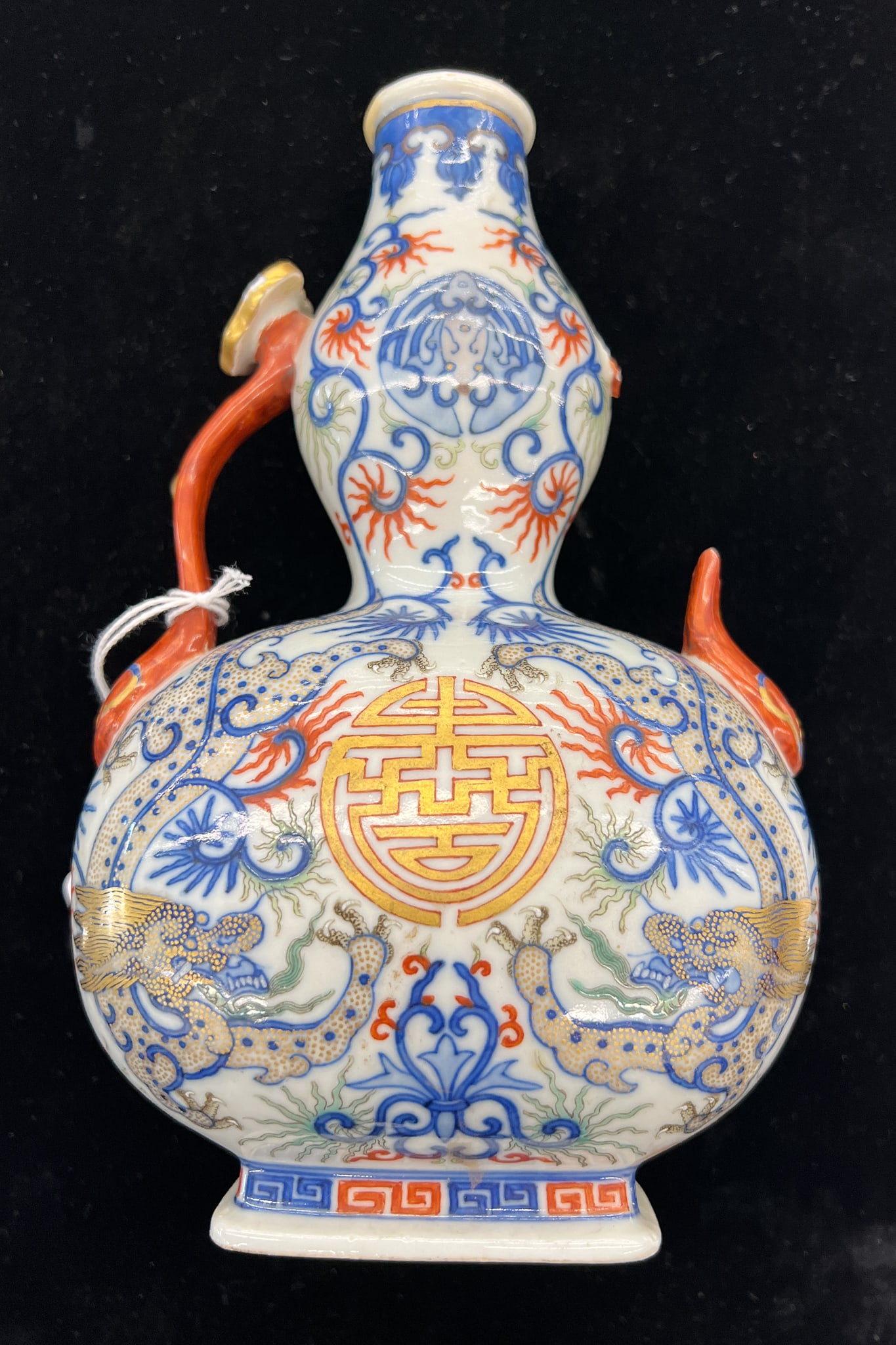 Pair Antique Chinese Doucai Double Gourd Porcelain Dragon Vases - 8