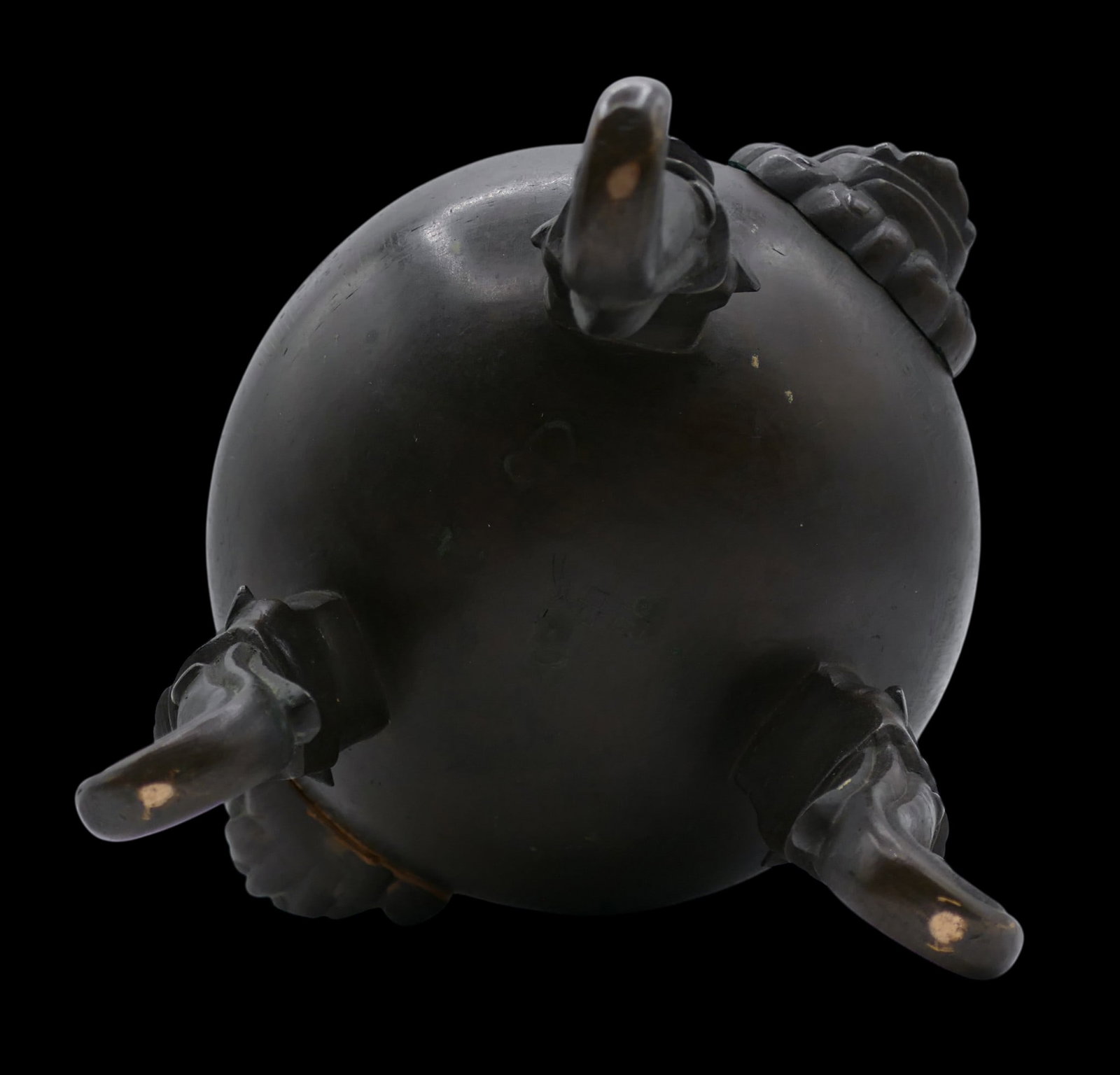 Old Chinese Silver Inlaid Bronze Tripod Censer - 3