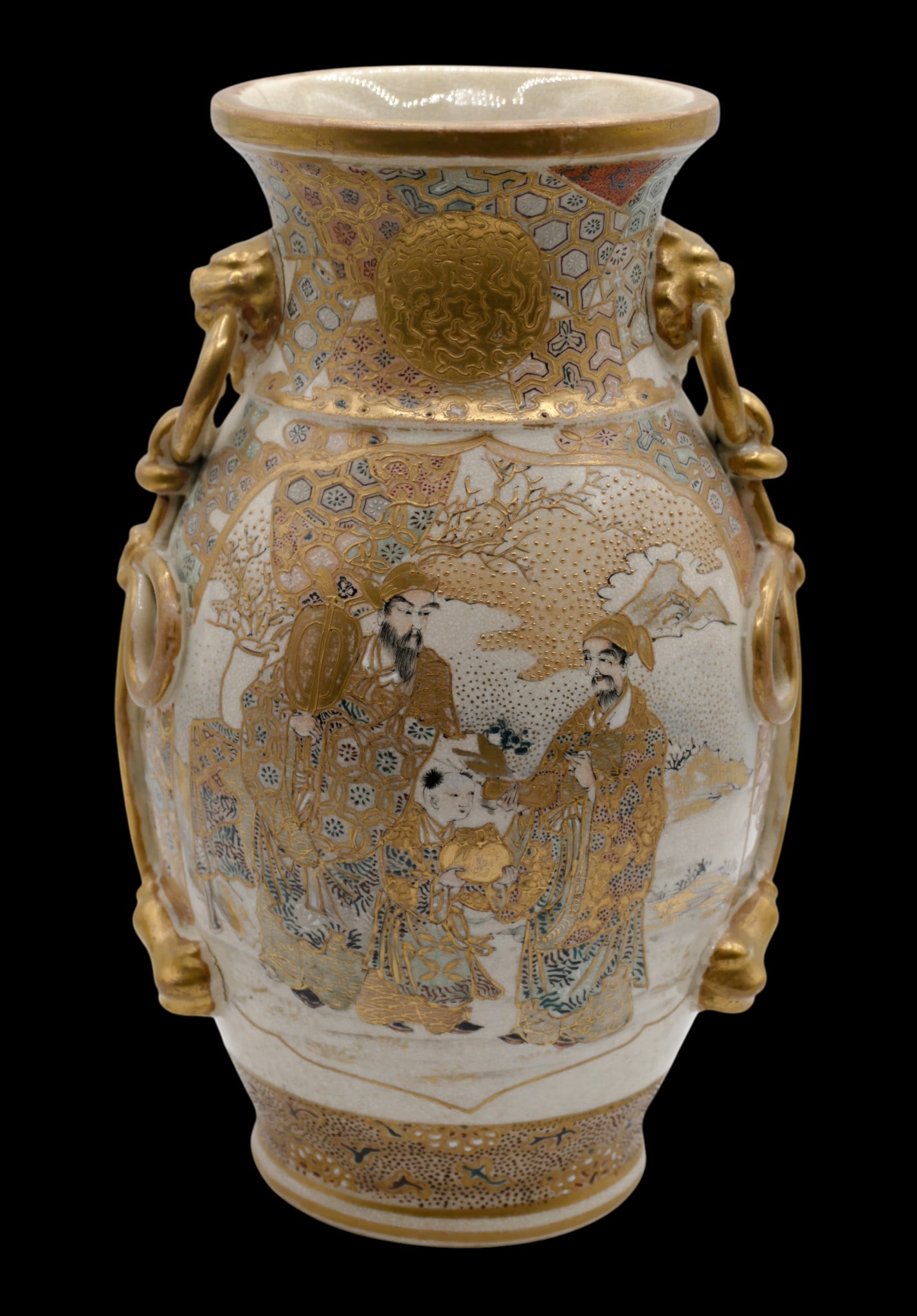 Antique Japanese Satsuma Rope Handle Vase (1 of 4)