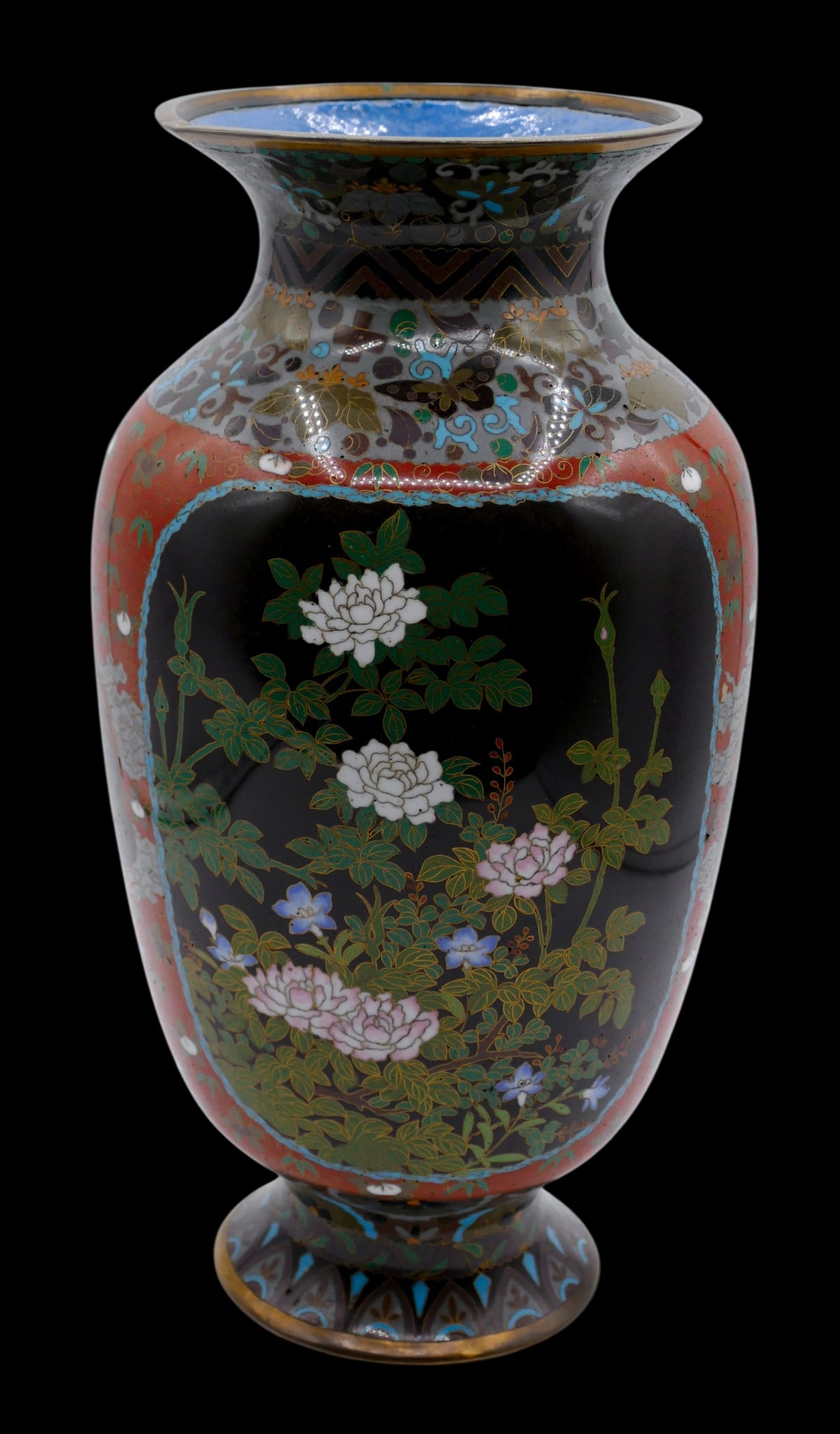 Antique Japanese Cloisonne Blossoming Flowers Vase - 2