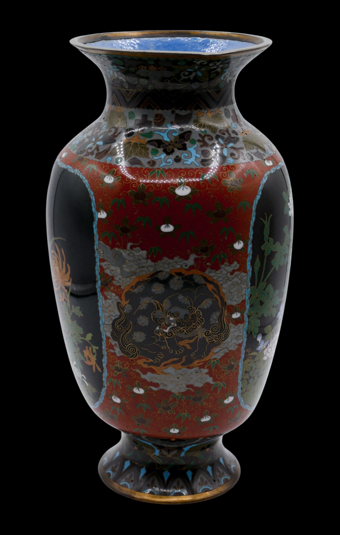 Antique Japanese Cloisonne Blossoming Flowers Vase - 3