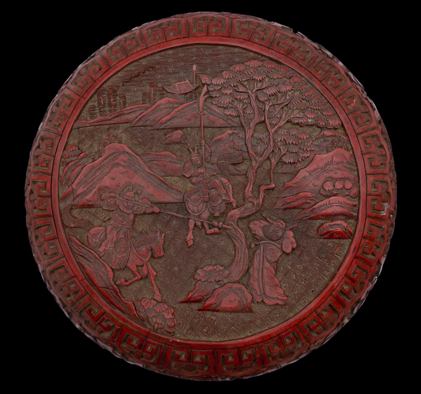 Antique Chinese Cinnabar Lacquer Round Box - 3
