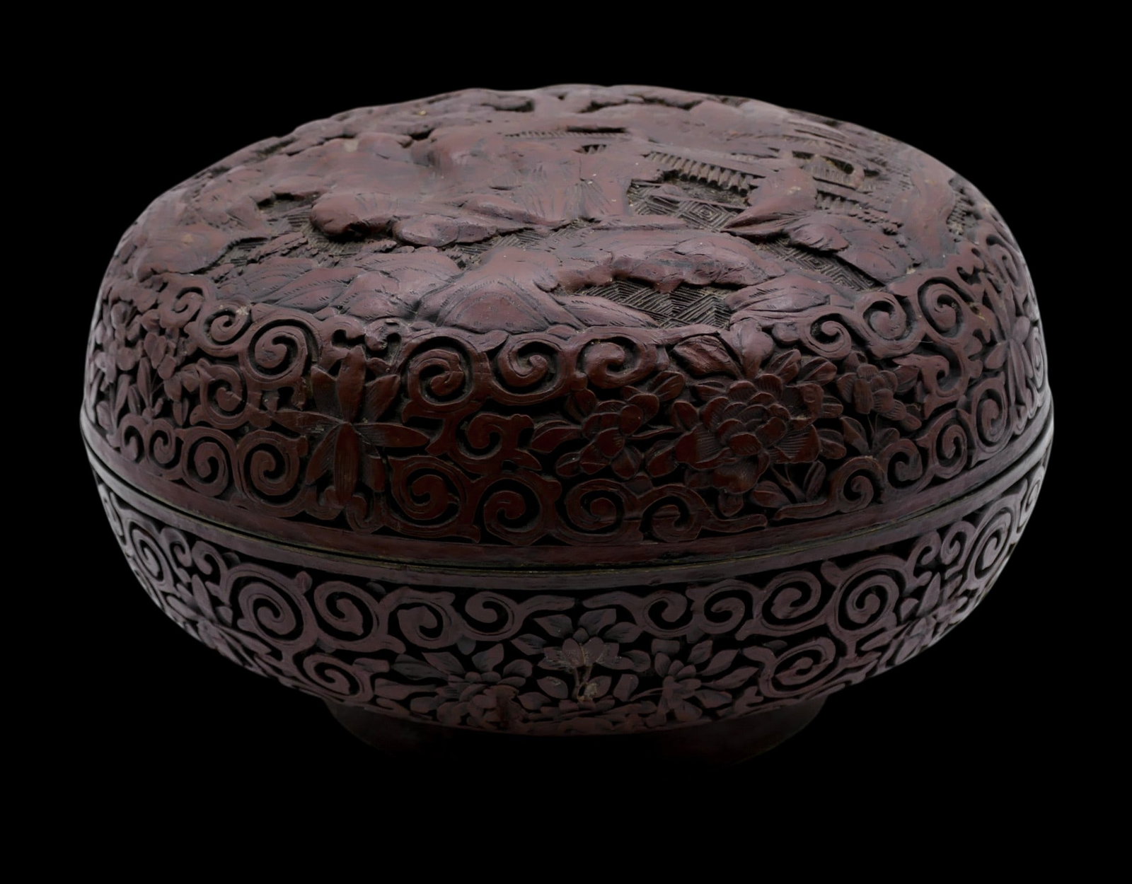 Antique Chinese Cinnabar Round Table Box (1 of 5)