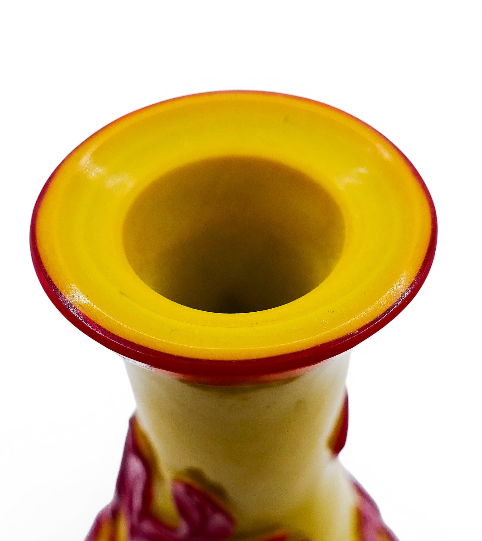 Old Chinese Red over Yellow Peking Glass Double Gourd Vase - 5